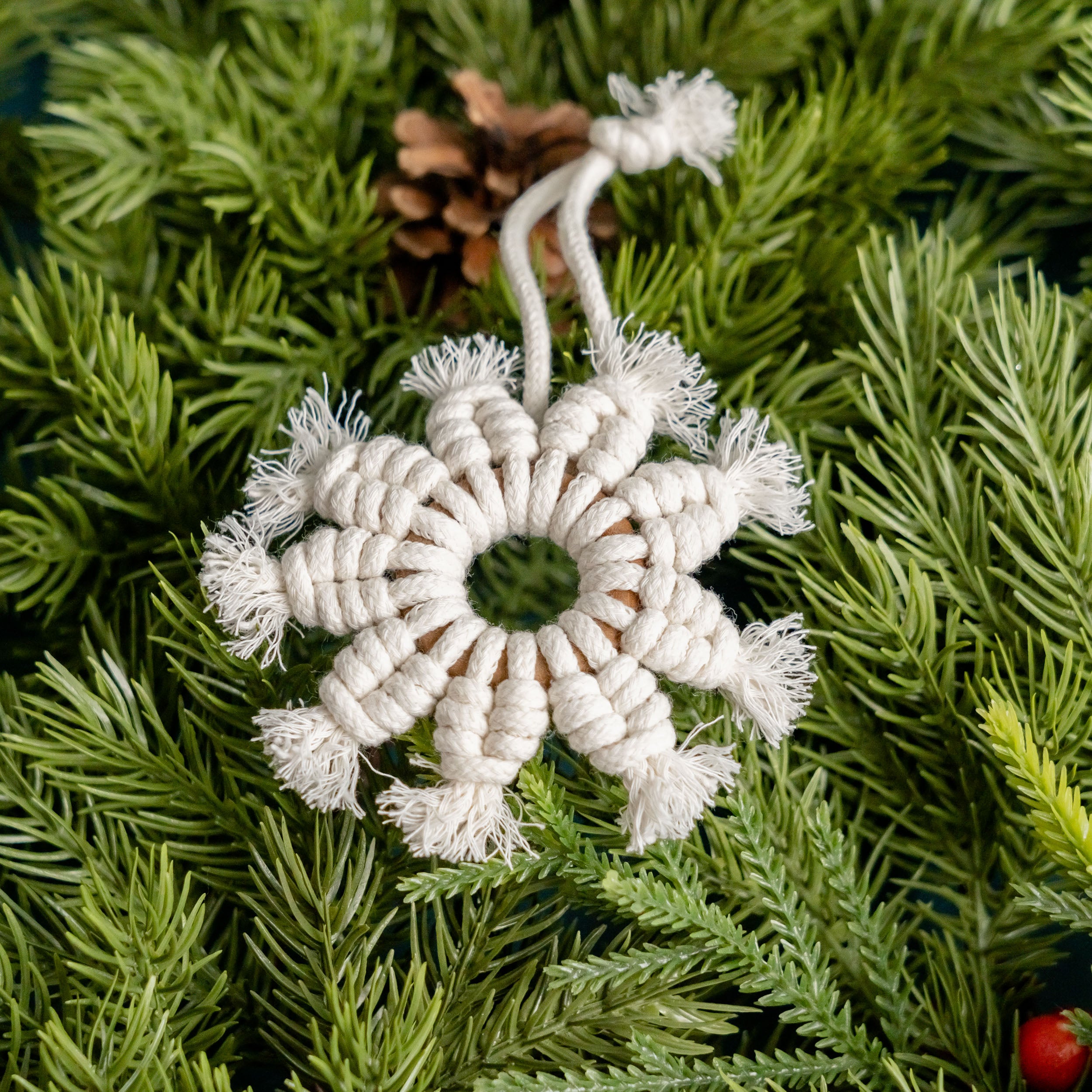 Macrame Snowflake – Rustic Cotton Cord Christmas Ornament Decor X66