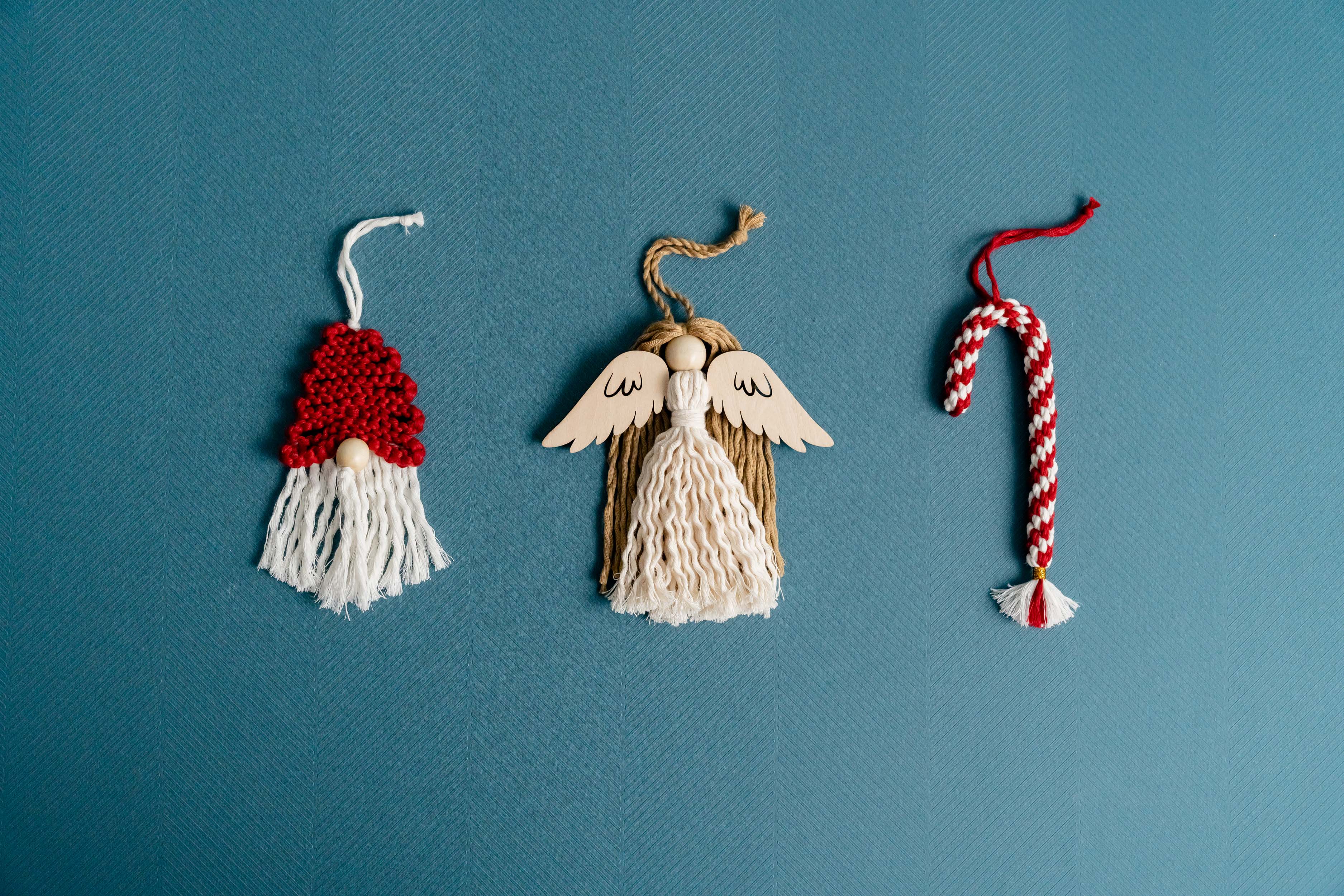 Macrame Ornament Set – Handmade Cotton Holiday Christmas Decor X40