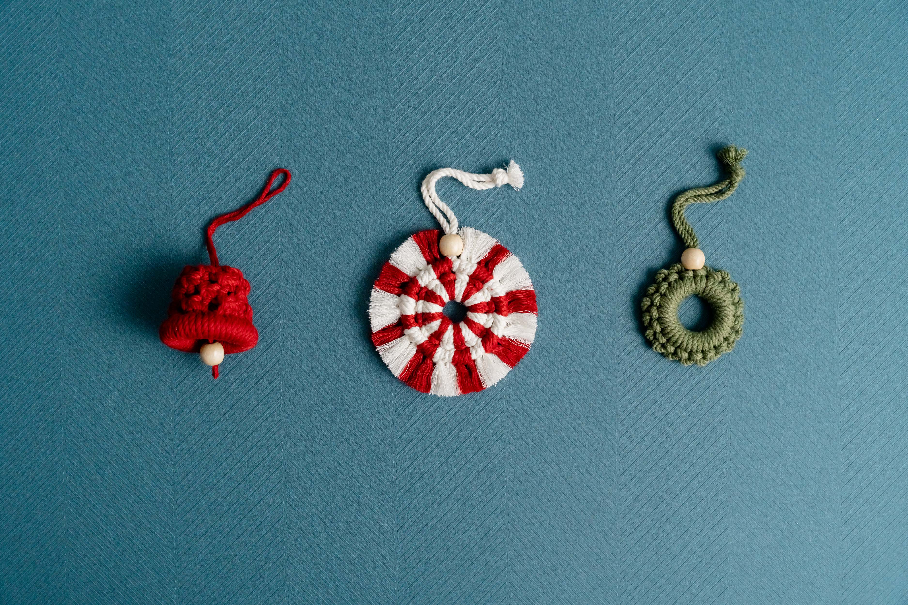 Macrame Ornament Set – Handmade Cotton Holiday Christmas Decor X40