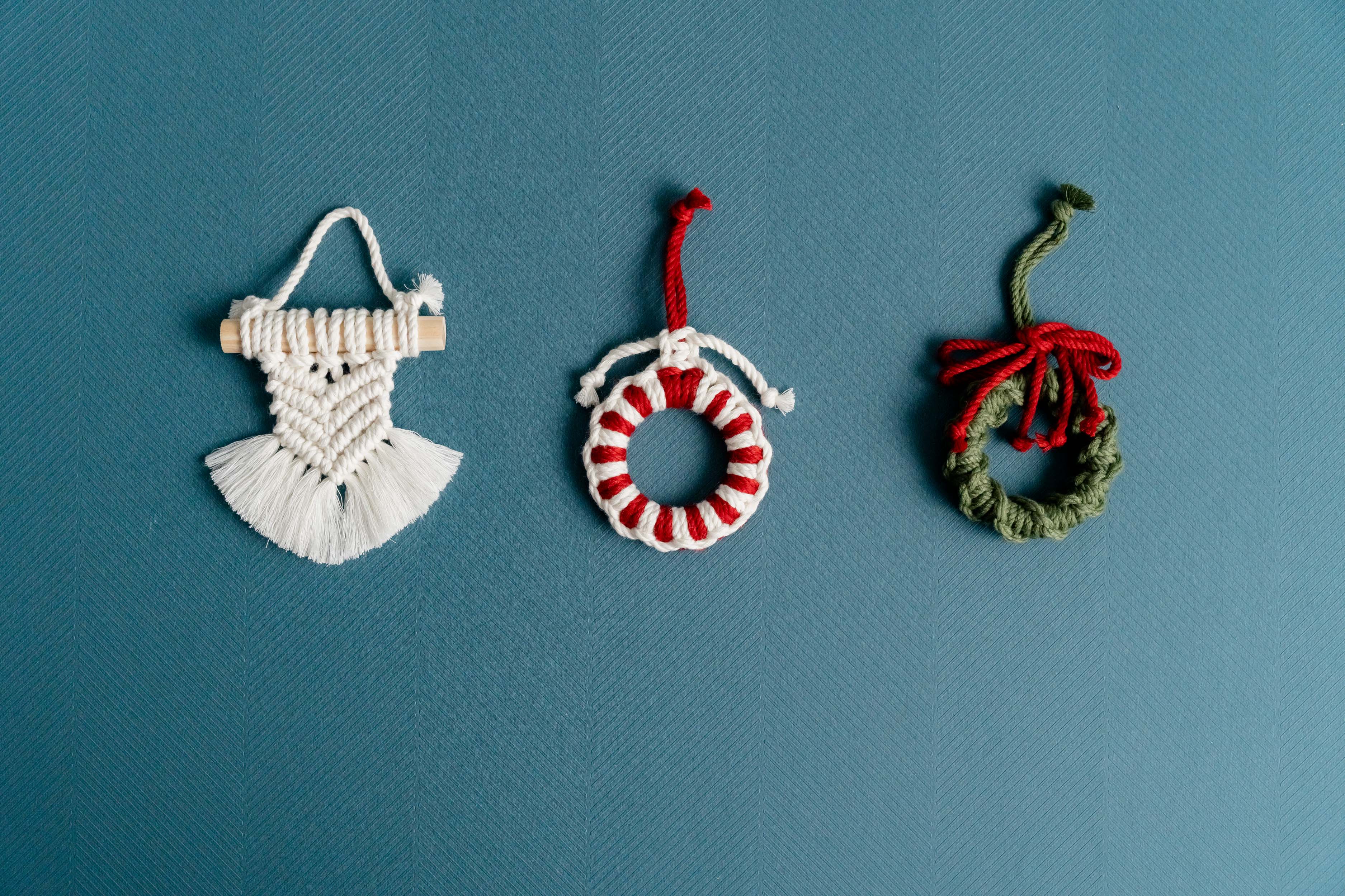 Macrame Christmas Ornaments Set – Boho Holiday Tree Decorations X06