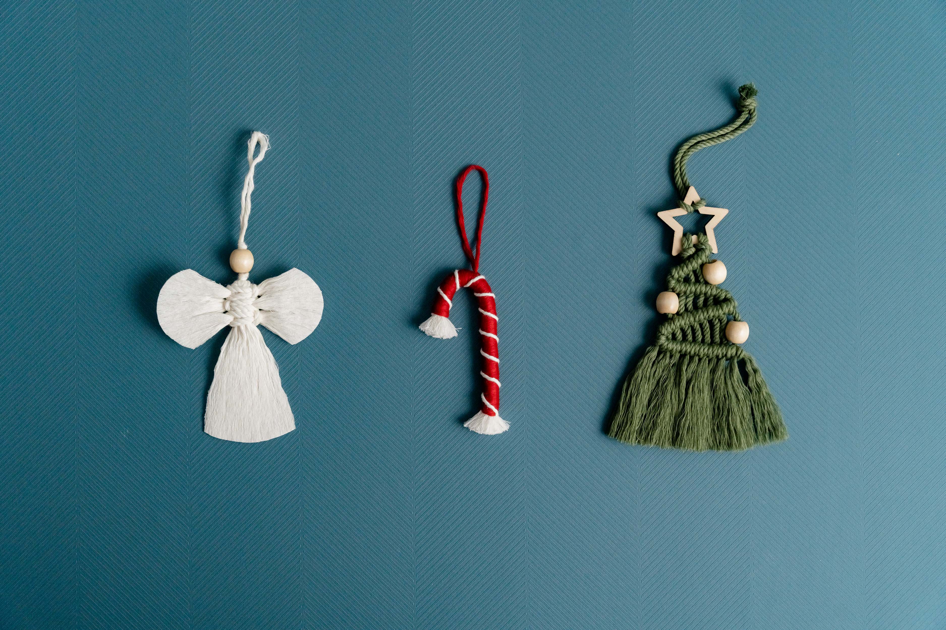 Macrame Christmas Ornaments Set – Boho Holiday Tree Decorations X06