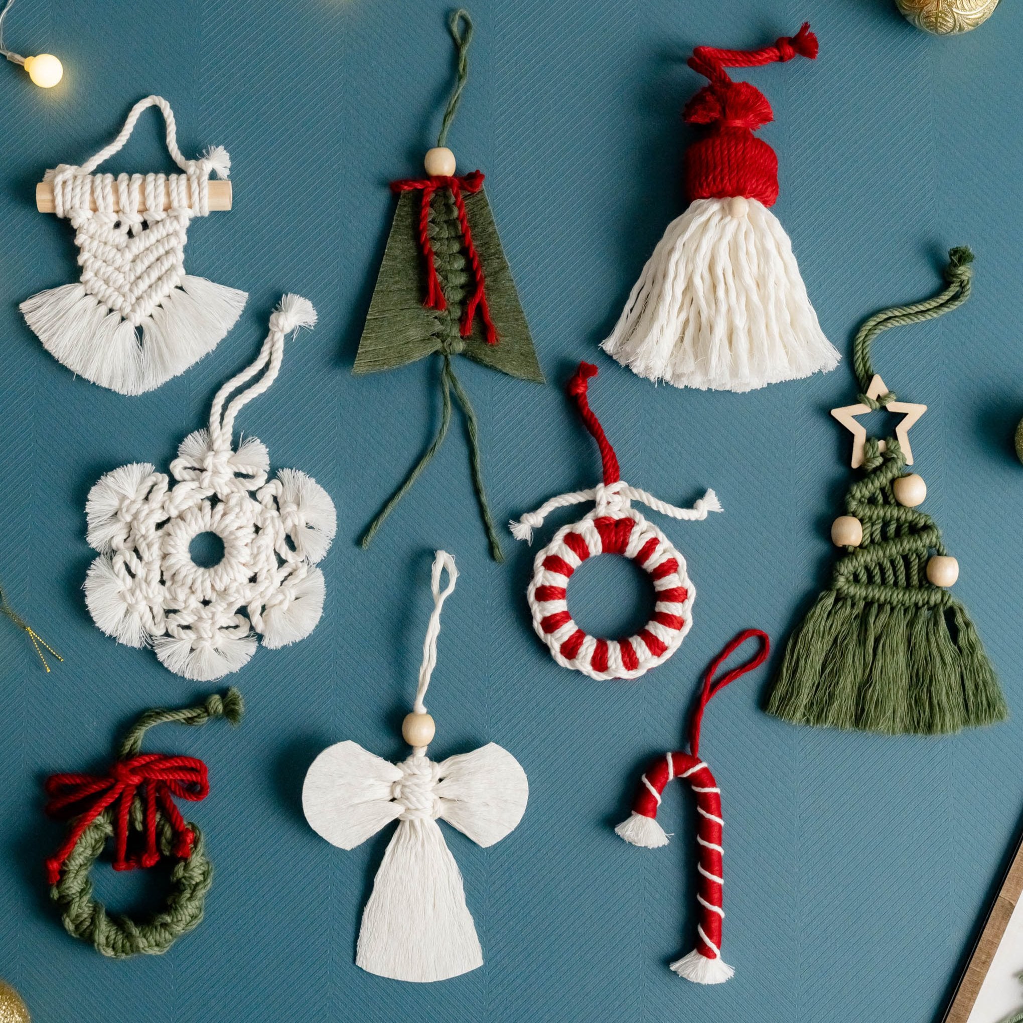 Macrame Christmas Ornaments Set – Boho Holiday Tree Decorations X06