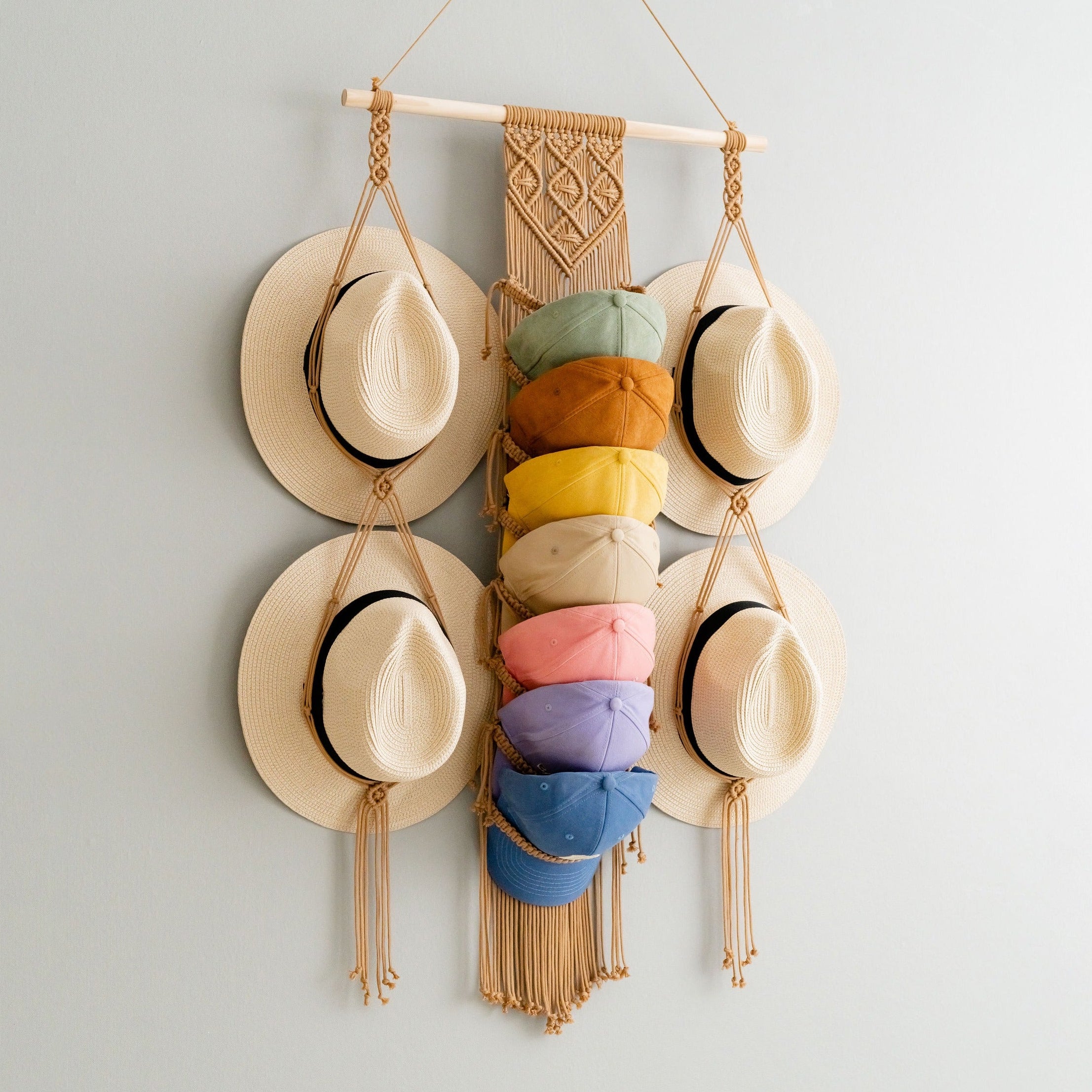 Macrame Hat Hanger macrame cord for Hat Wall Hanger and Boho Decor I53