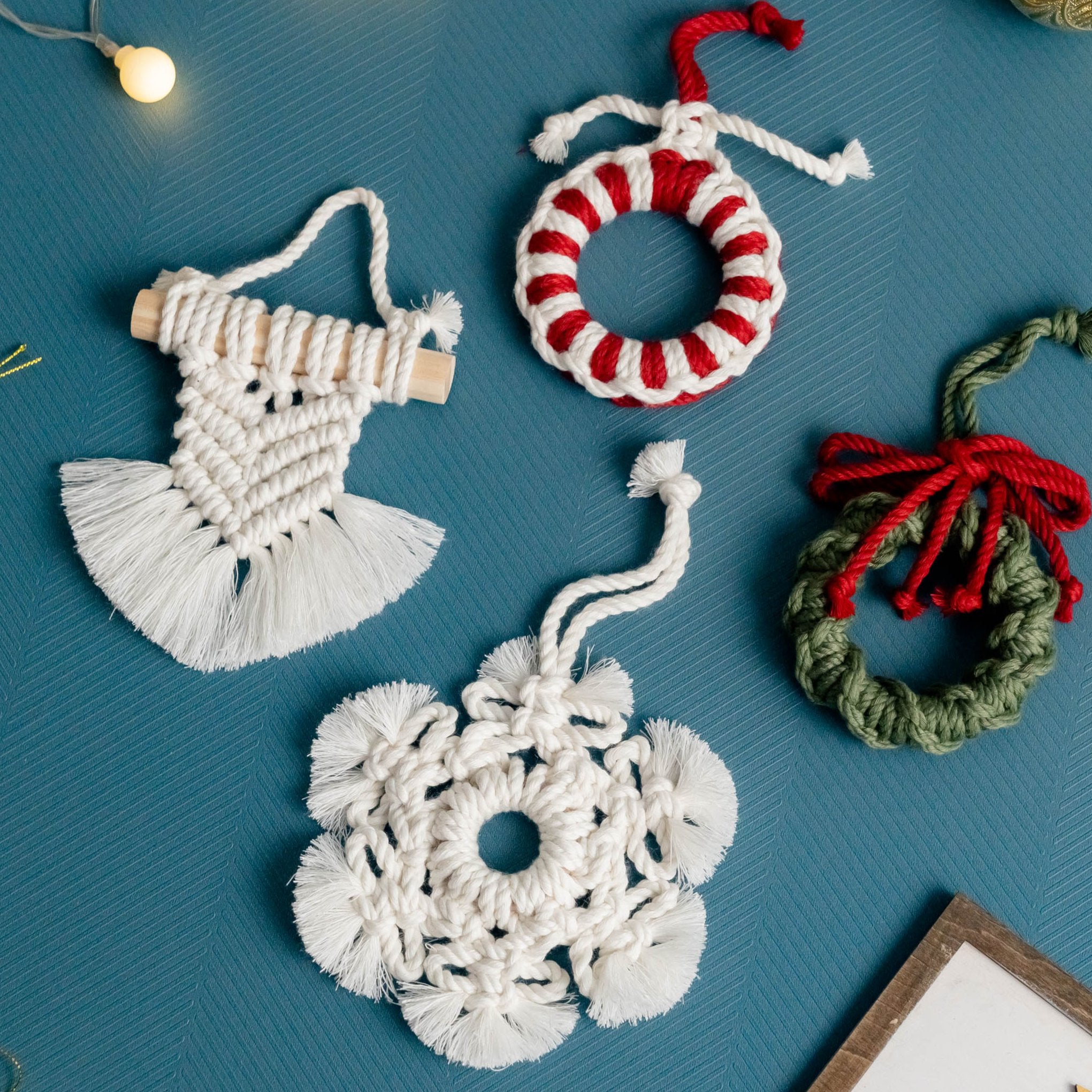 Macrame Christmas Ornaments Set – Boho Holiday Tree Decorations X06
