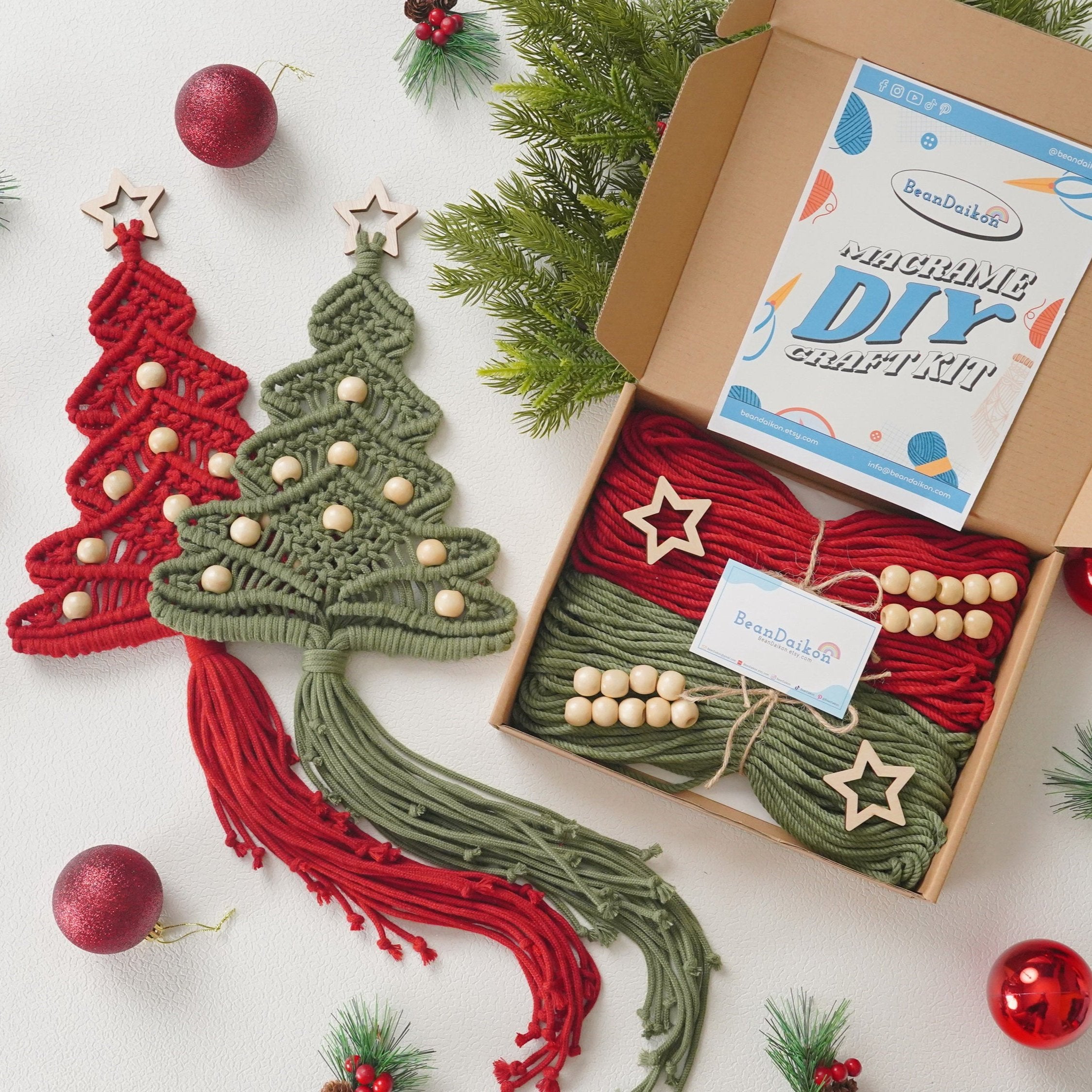 DIY Macrame Christmas Tree Kit – Cotton Cord Holiday Craft K55