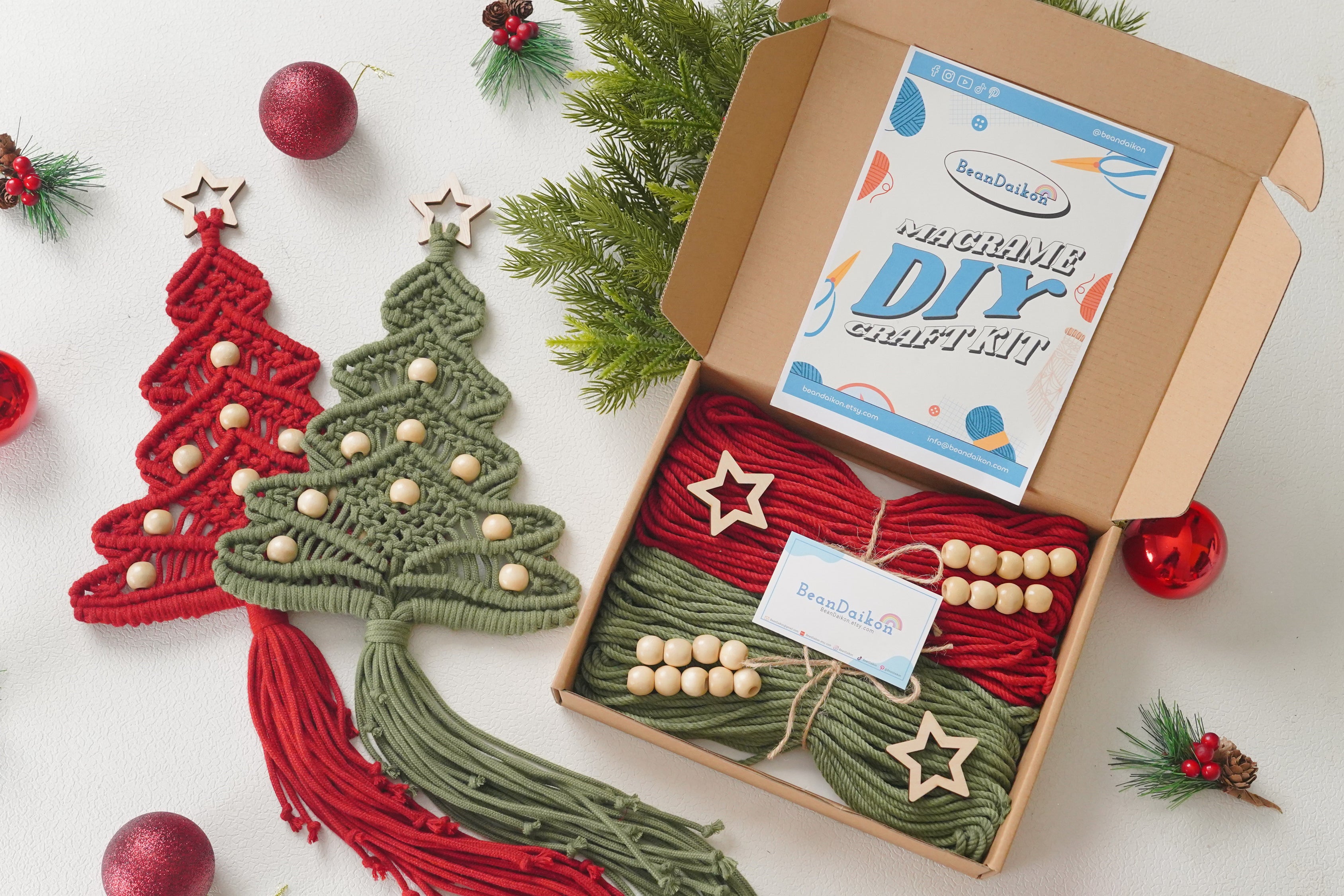 DIY Macrame Christmas Tree Kit – Cotton Cord Holiday Craft K55