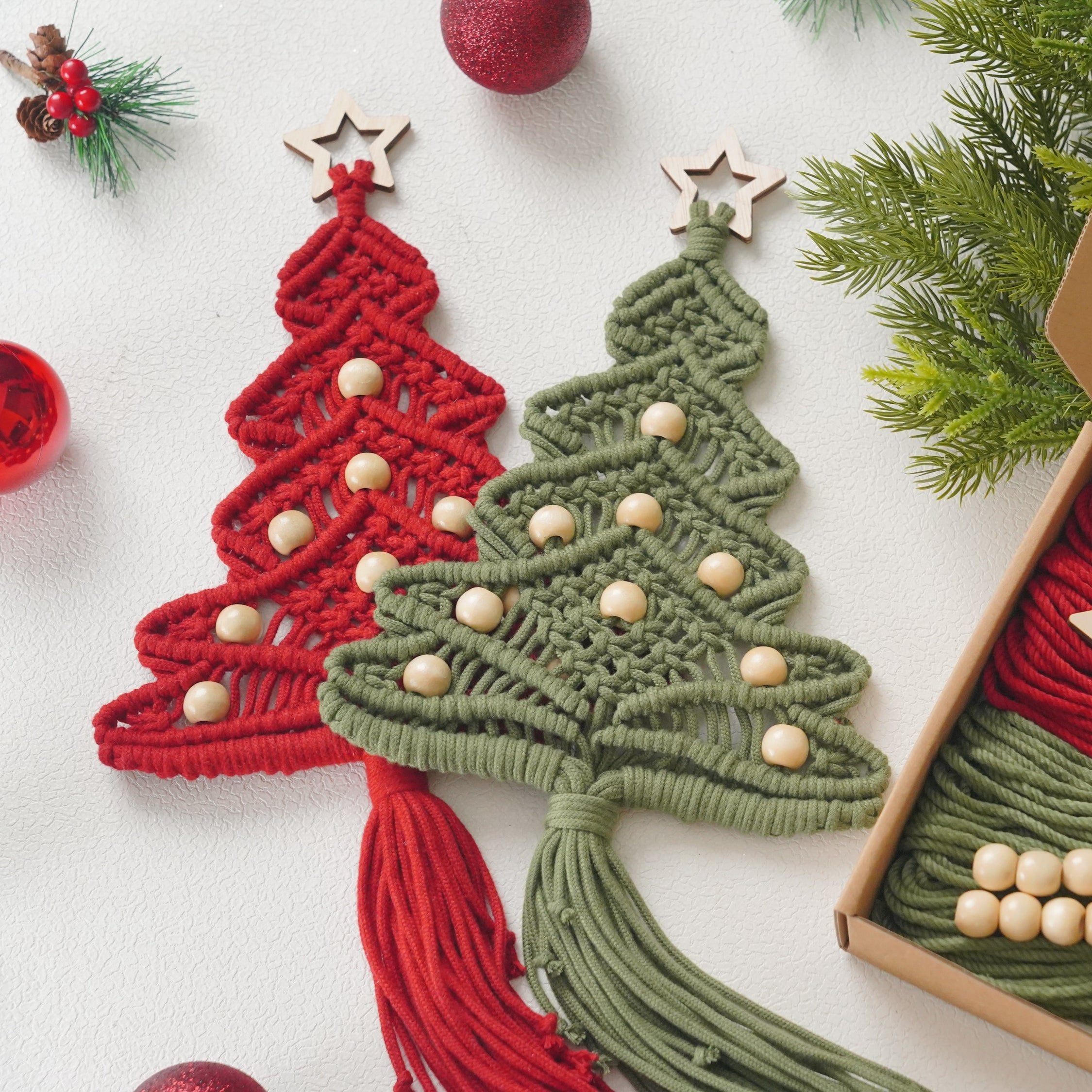 DIY Macrame Christmas Tree Kit – Cotton Cord Holiday Craft K55