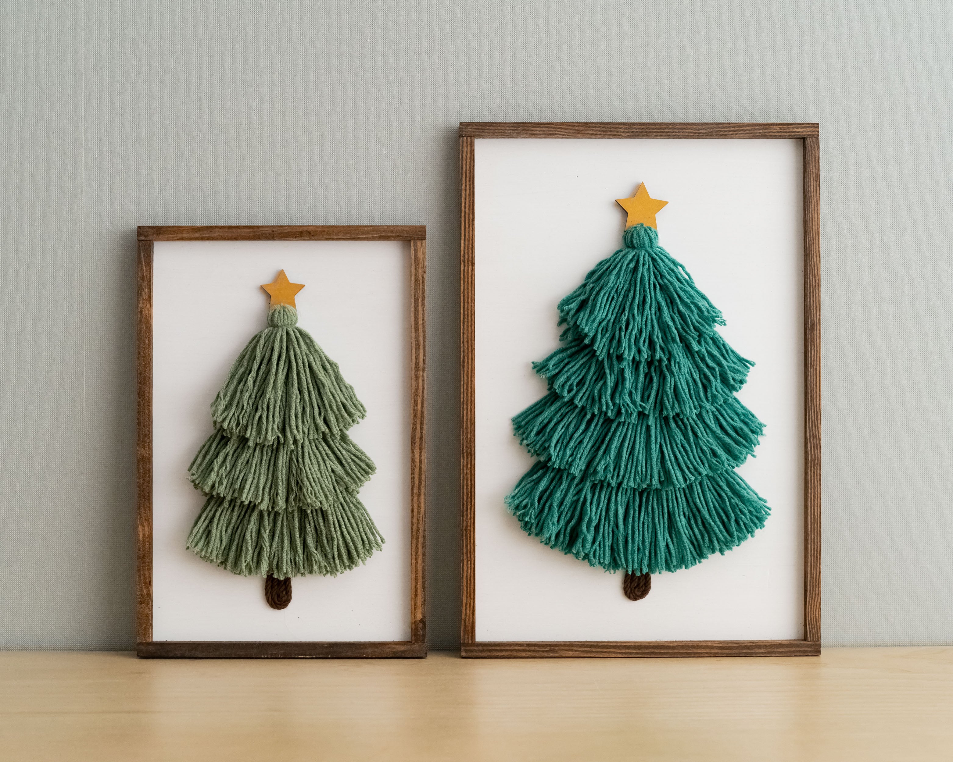 Framed Macrame Christmas Tree – Yarn Decor for Holiday Table V23