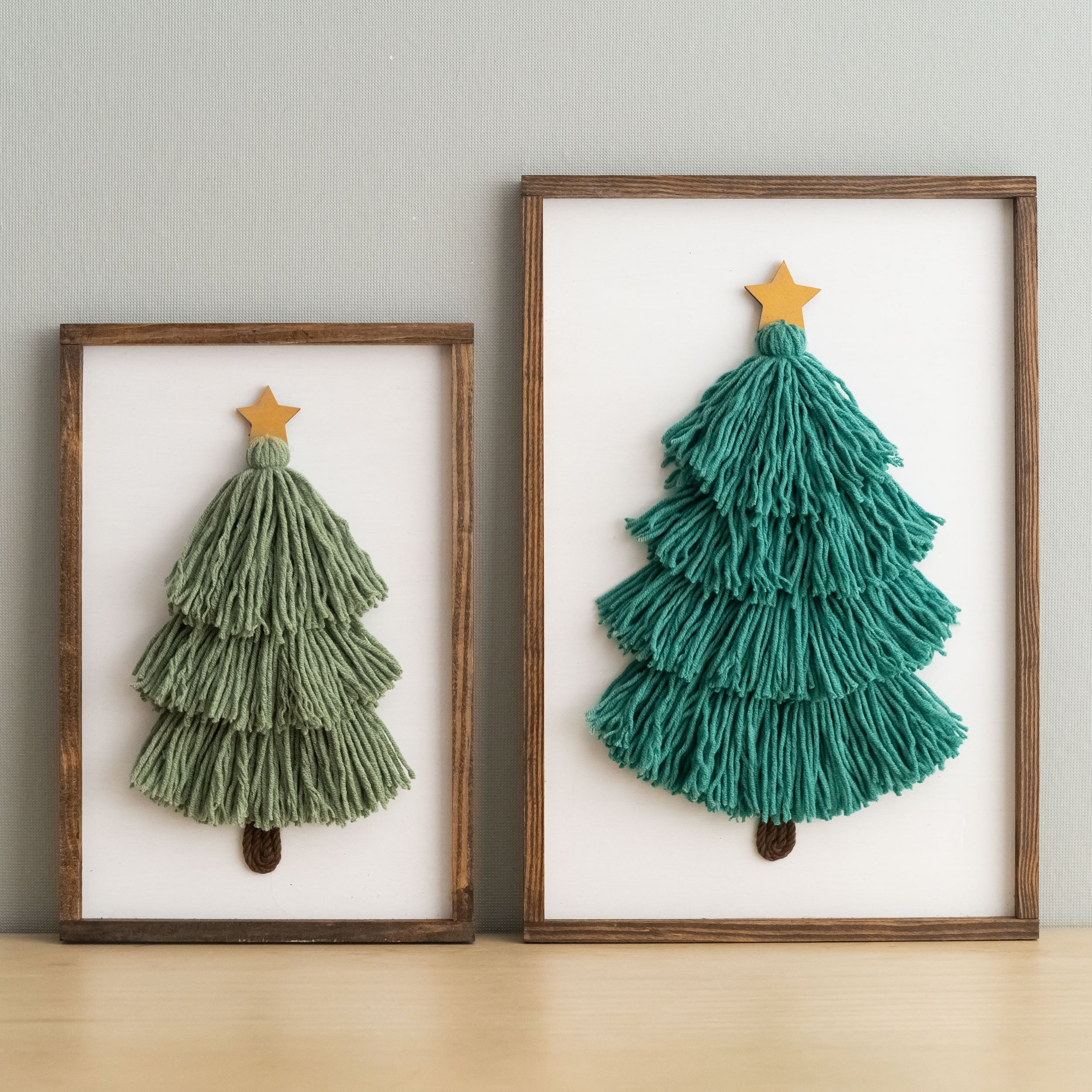 Framed Macrame Christmas Tree – Yarn Decor for Holiday Table V23