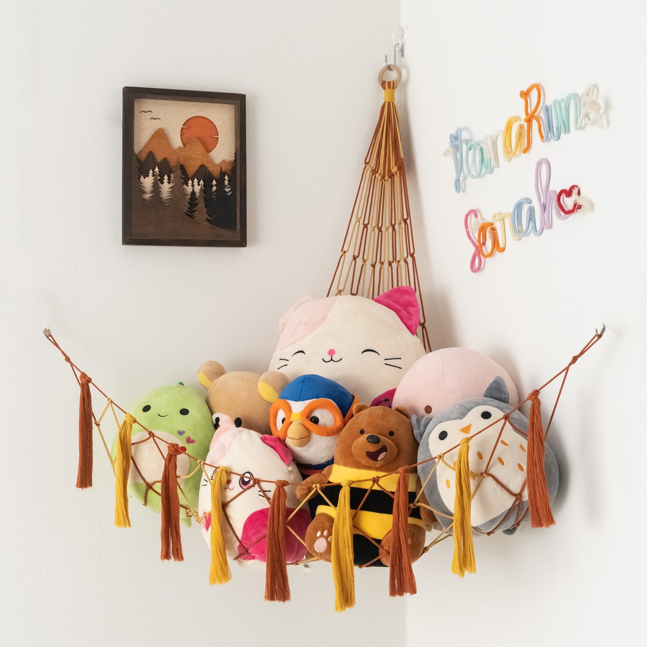 Macrame Toy Storage Hammock for Boho Nursery Decor H20