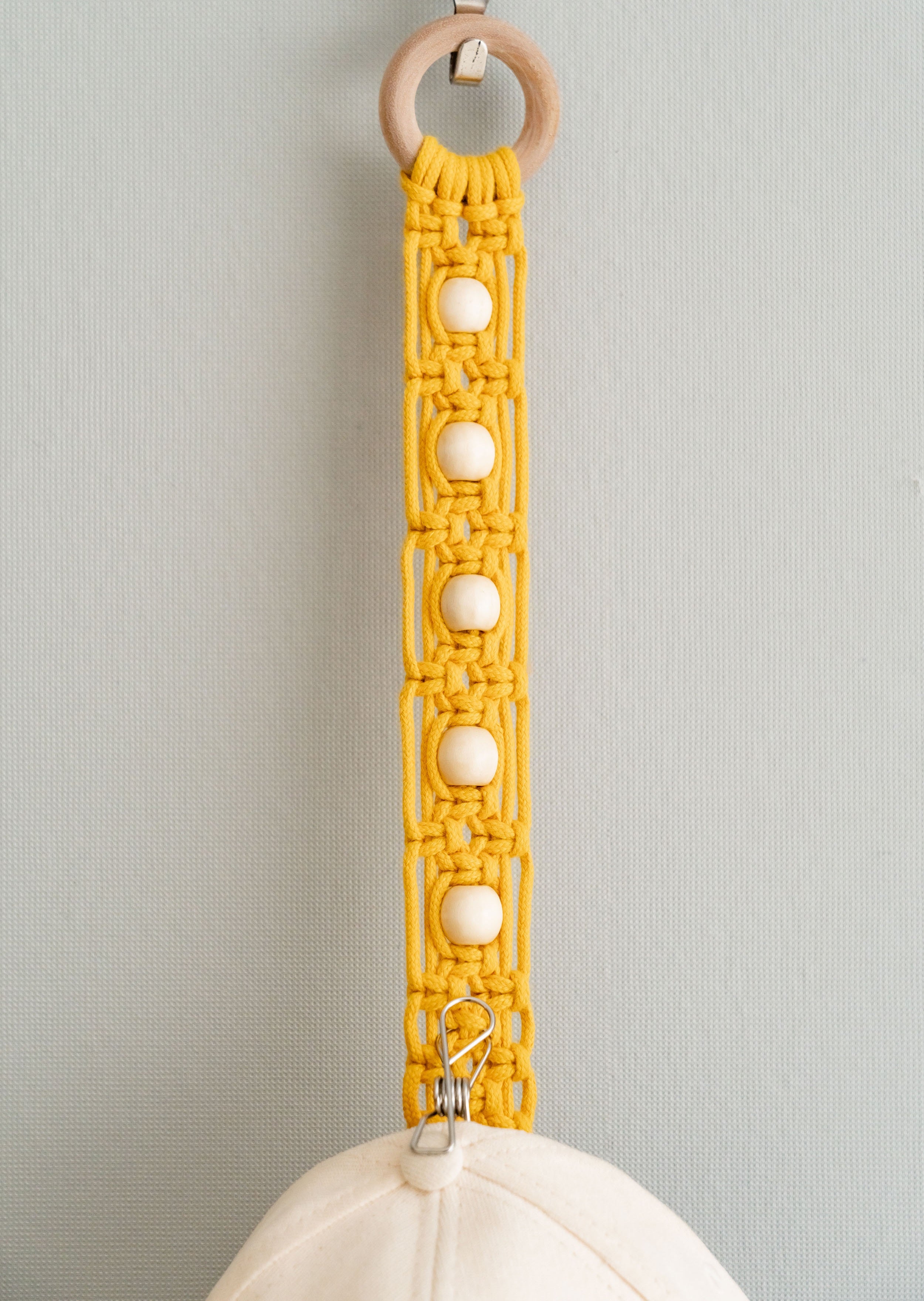 Macrame Cap Holder Strap – Wall Organizer for Baseball Hats I49