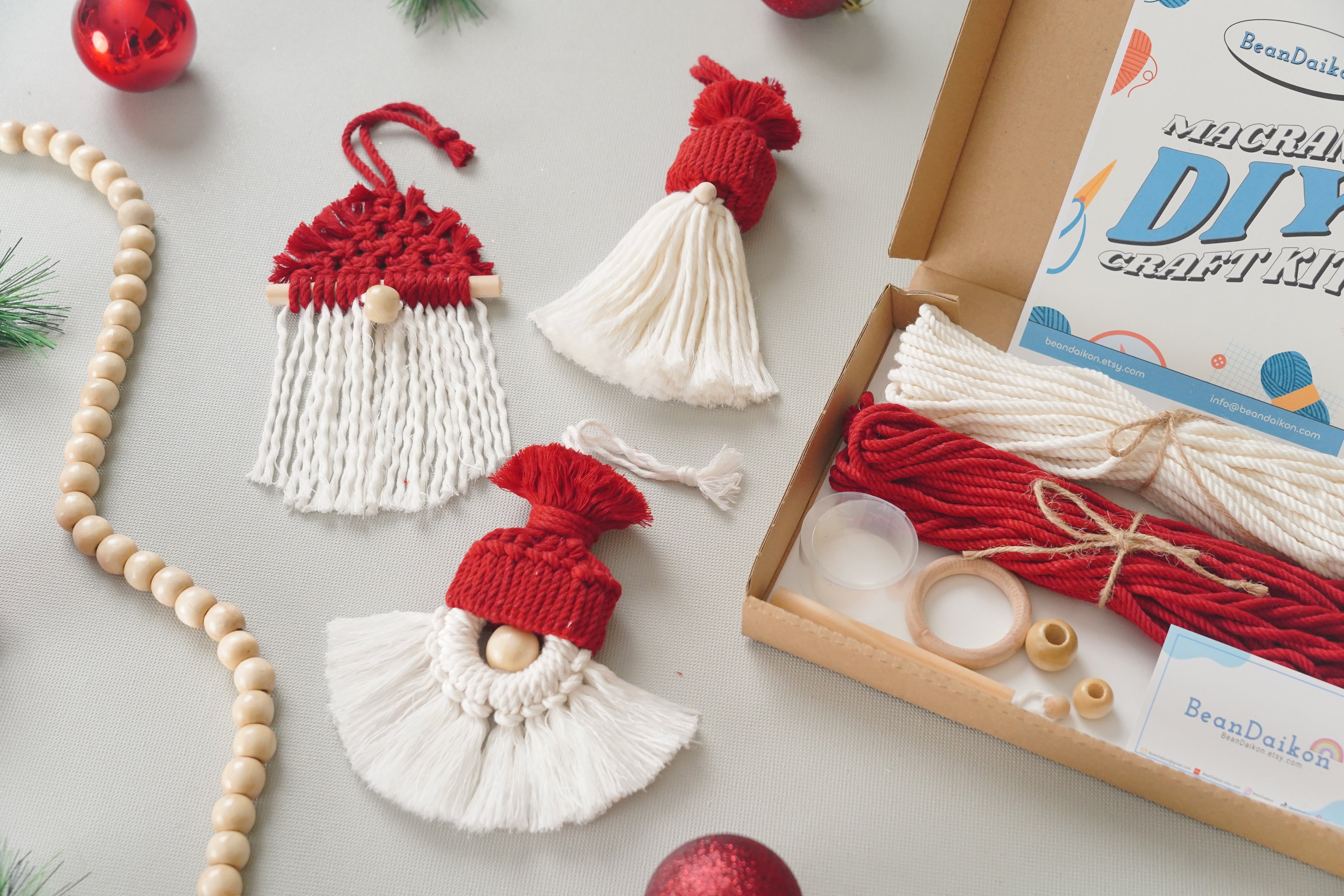 DIY Macrame Gnome Kit – Handmade Christmas Ornaments Craft Set K60