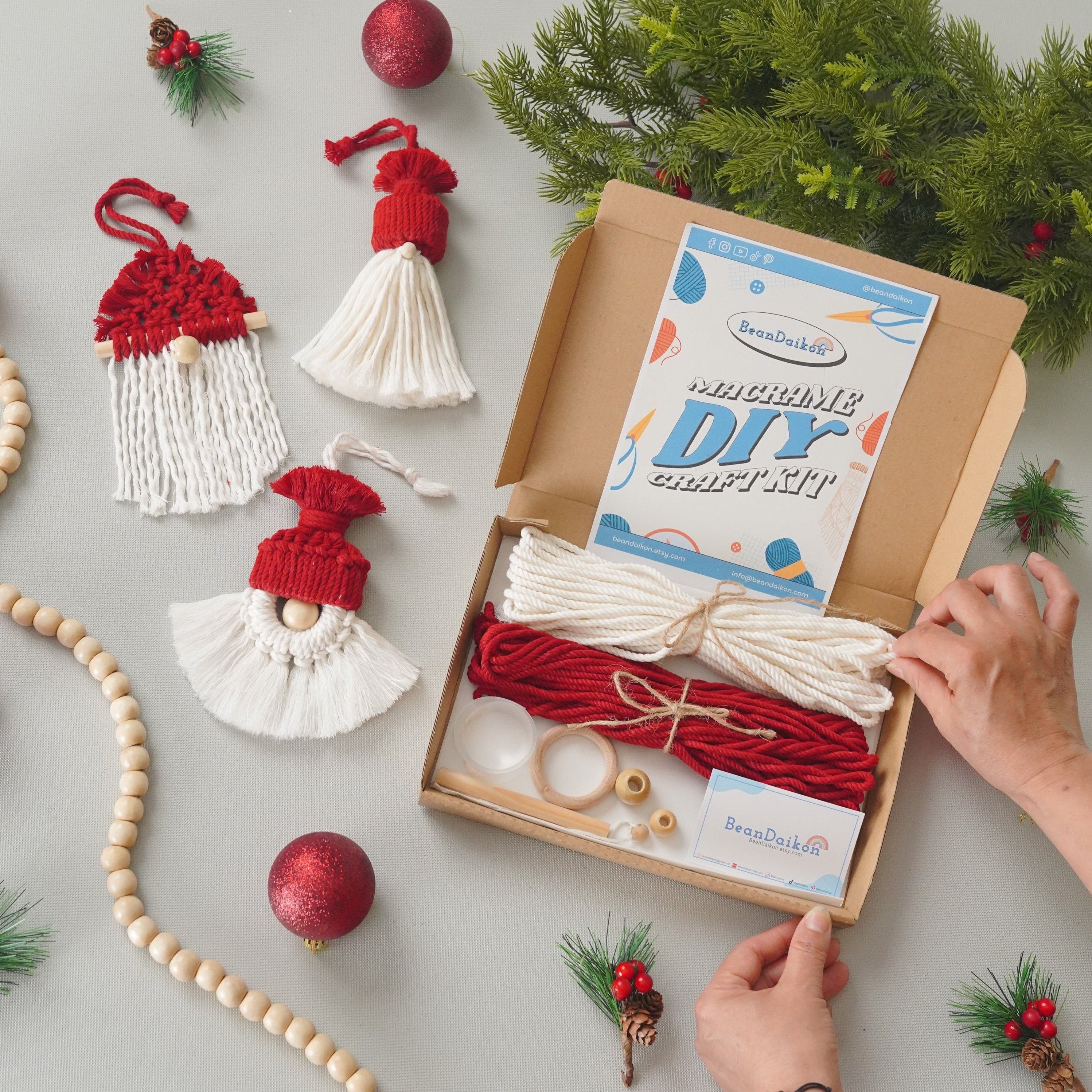 DIY Macrame Gnome Kit – Handmade Christmas Ornaments Craft Set K60