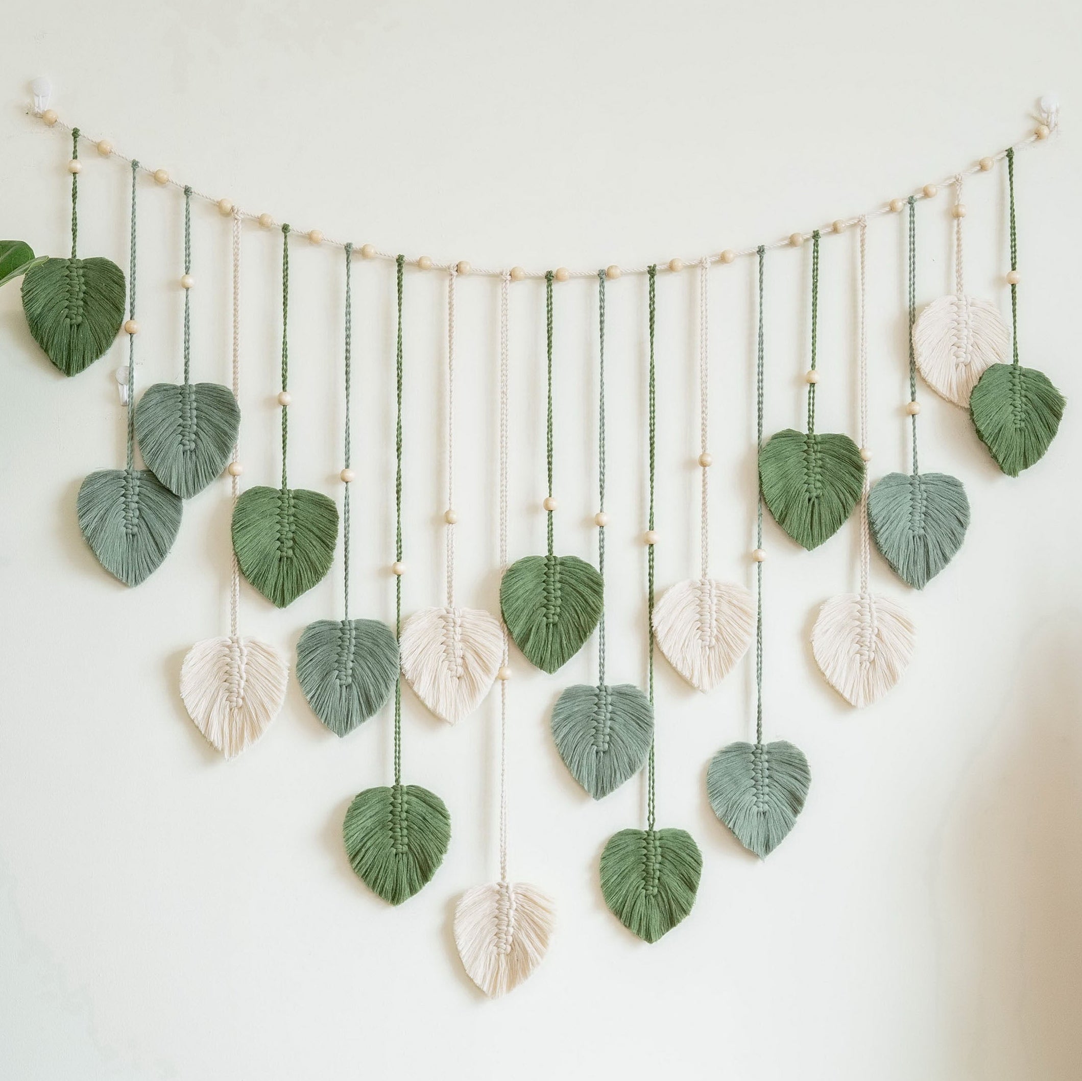 Macrame Leaves Garland macrame cord for Boho Leaf Wall Decor L09