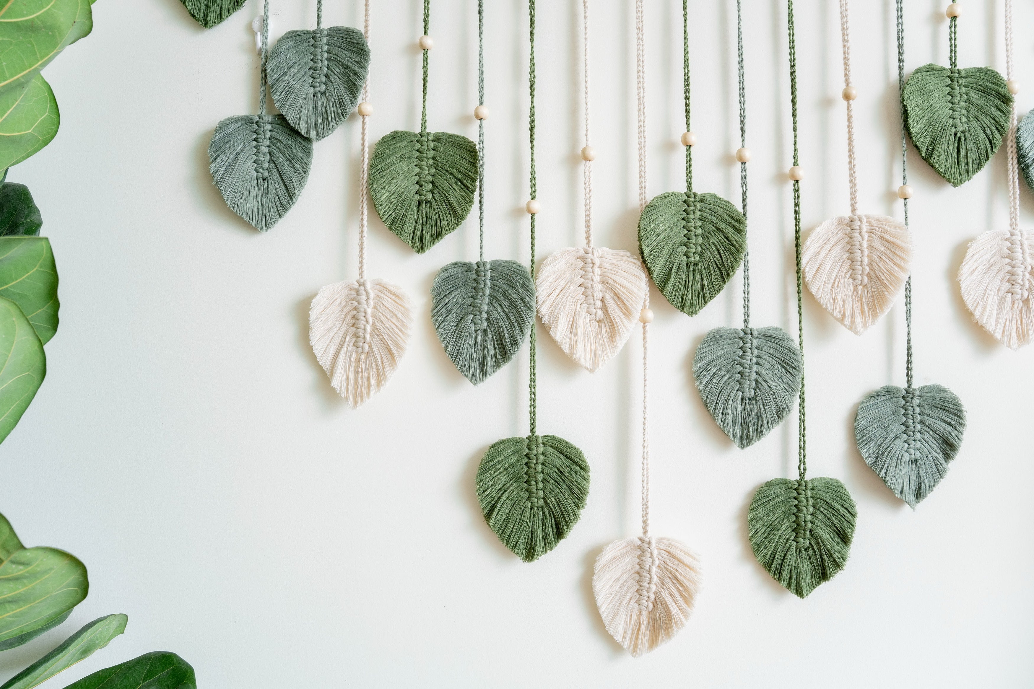 Macrame Leaves Garland macrame cord for Boho Leaf Wall Decor L09