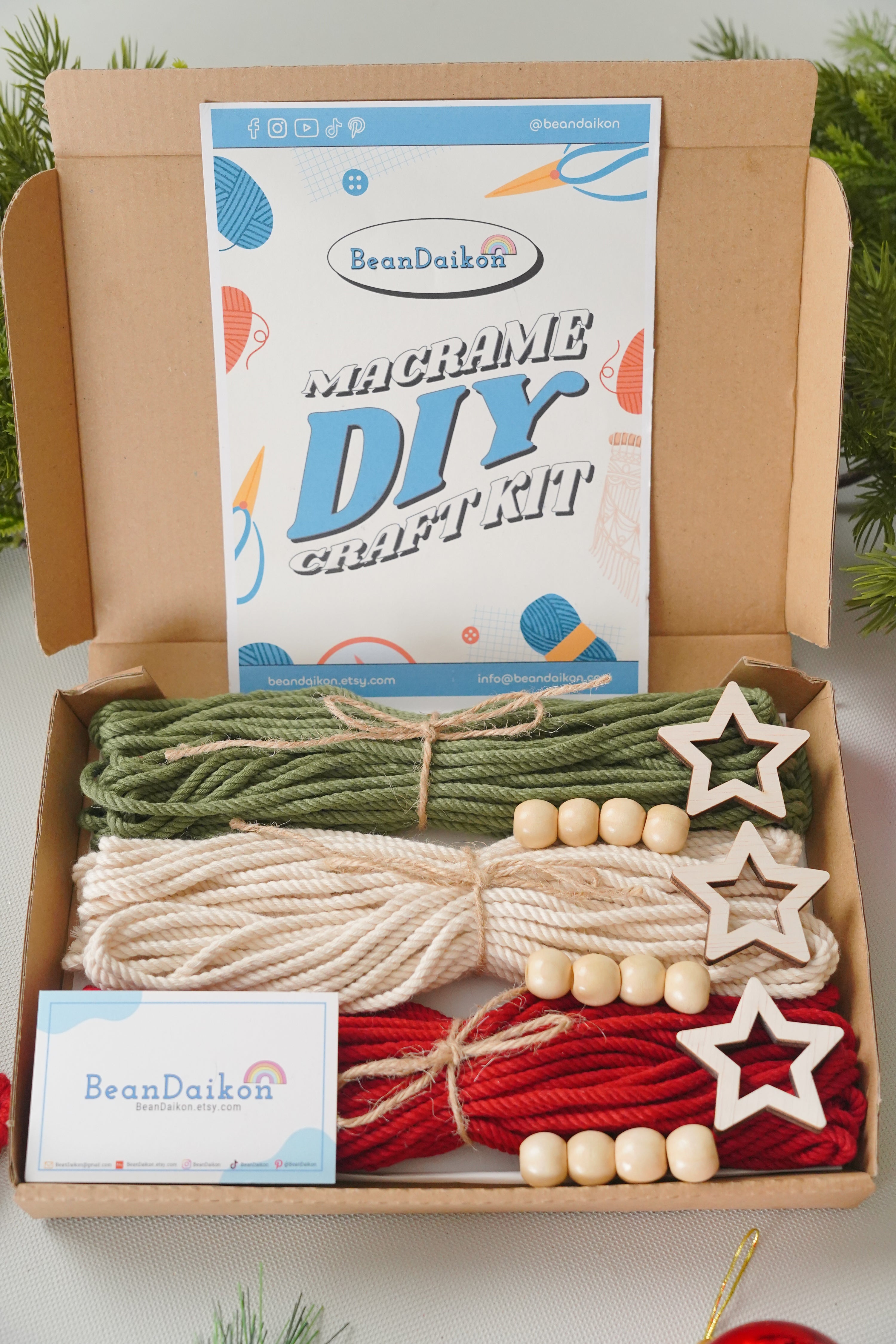 Macrame Christmas Tree DIY Kit – Boho Cotton Cord Holiday Decor K54