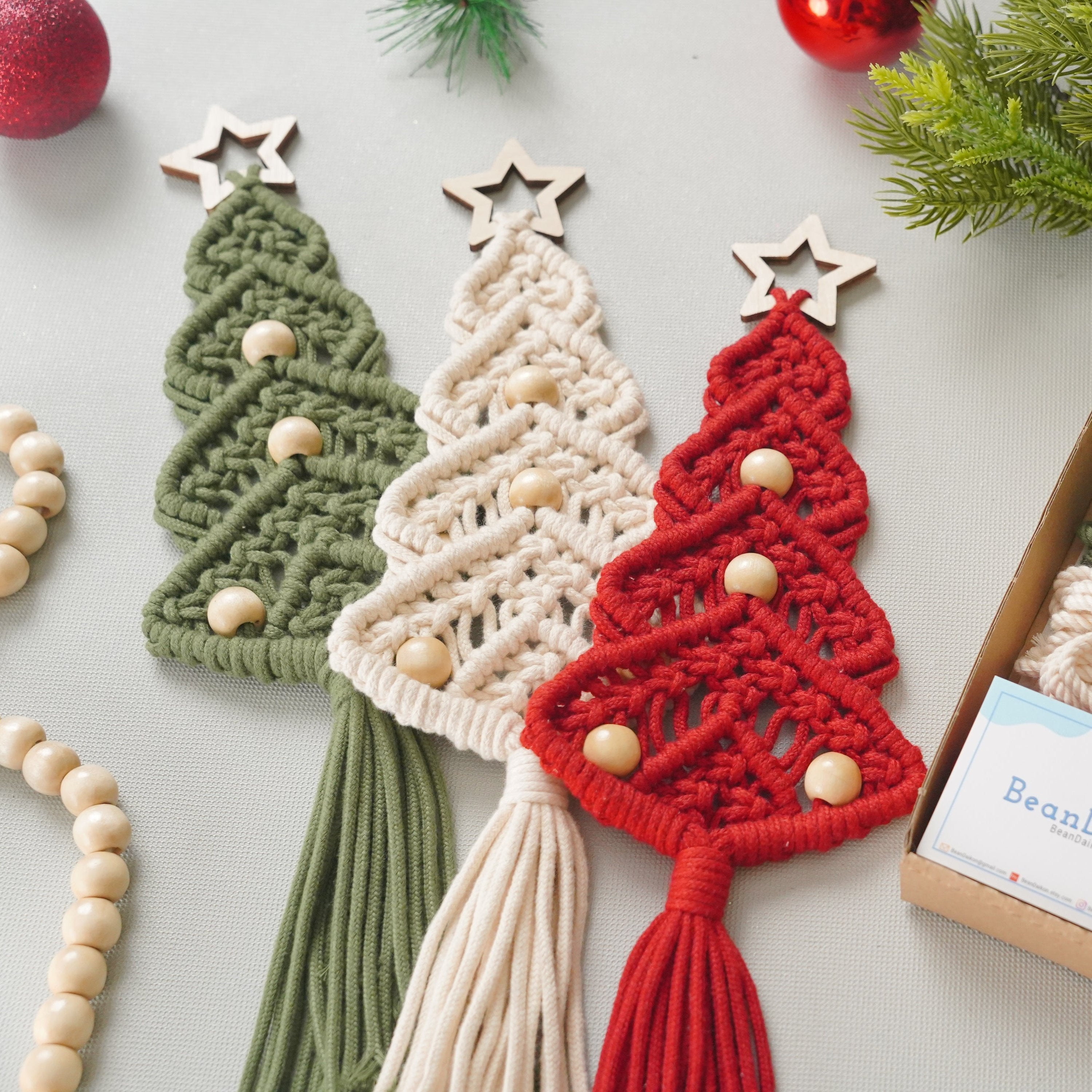 Macrame Christmas Tree DIY Kit – Boho Cotton Cord Holiday Decor K54