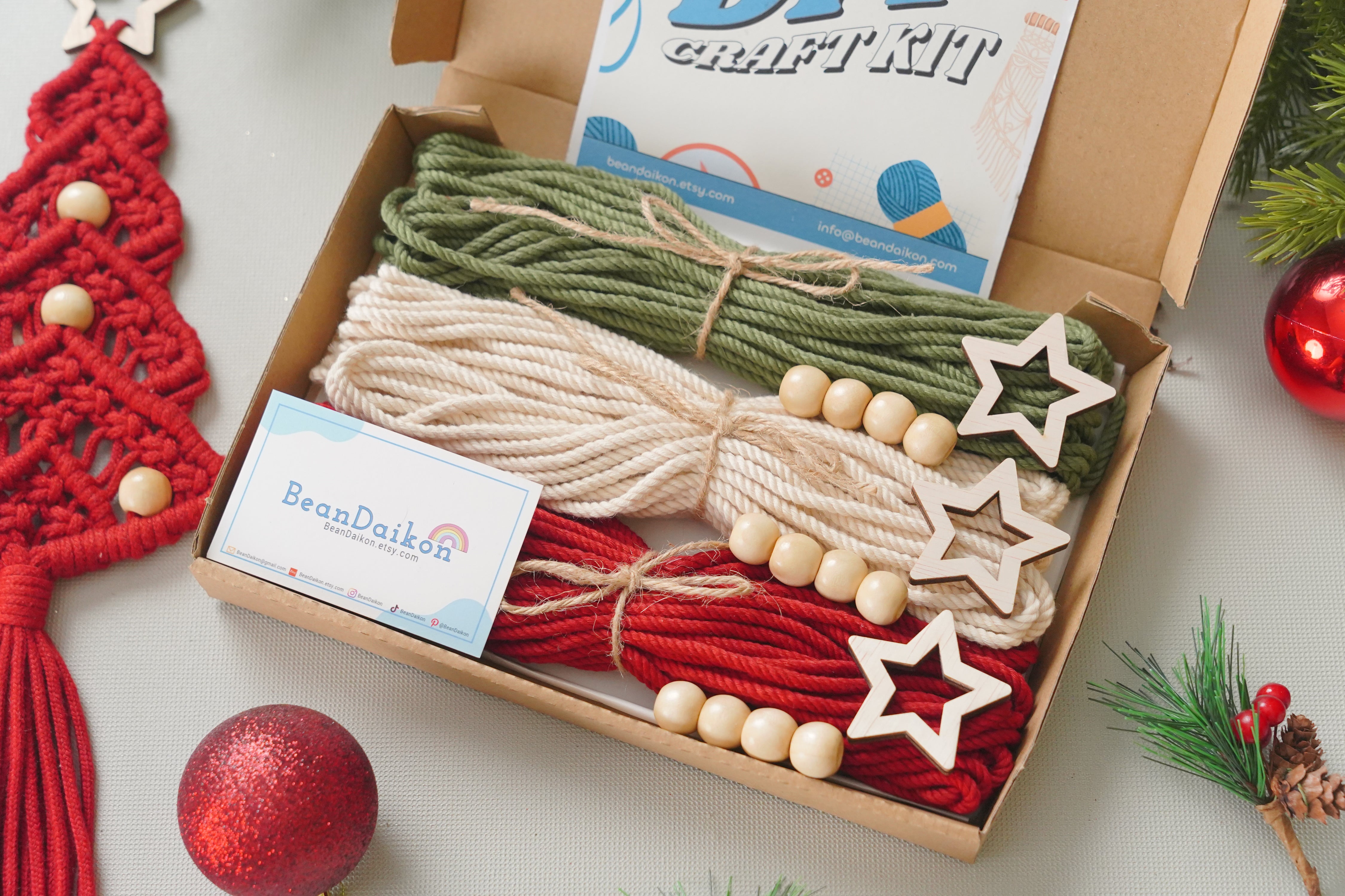 Macrame Christmas Tree DIY Kit – Boho Cotton Cord Holiday Decor K54