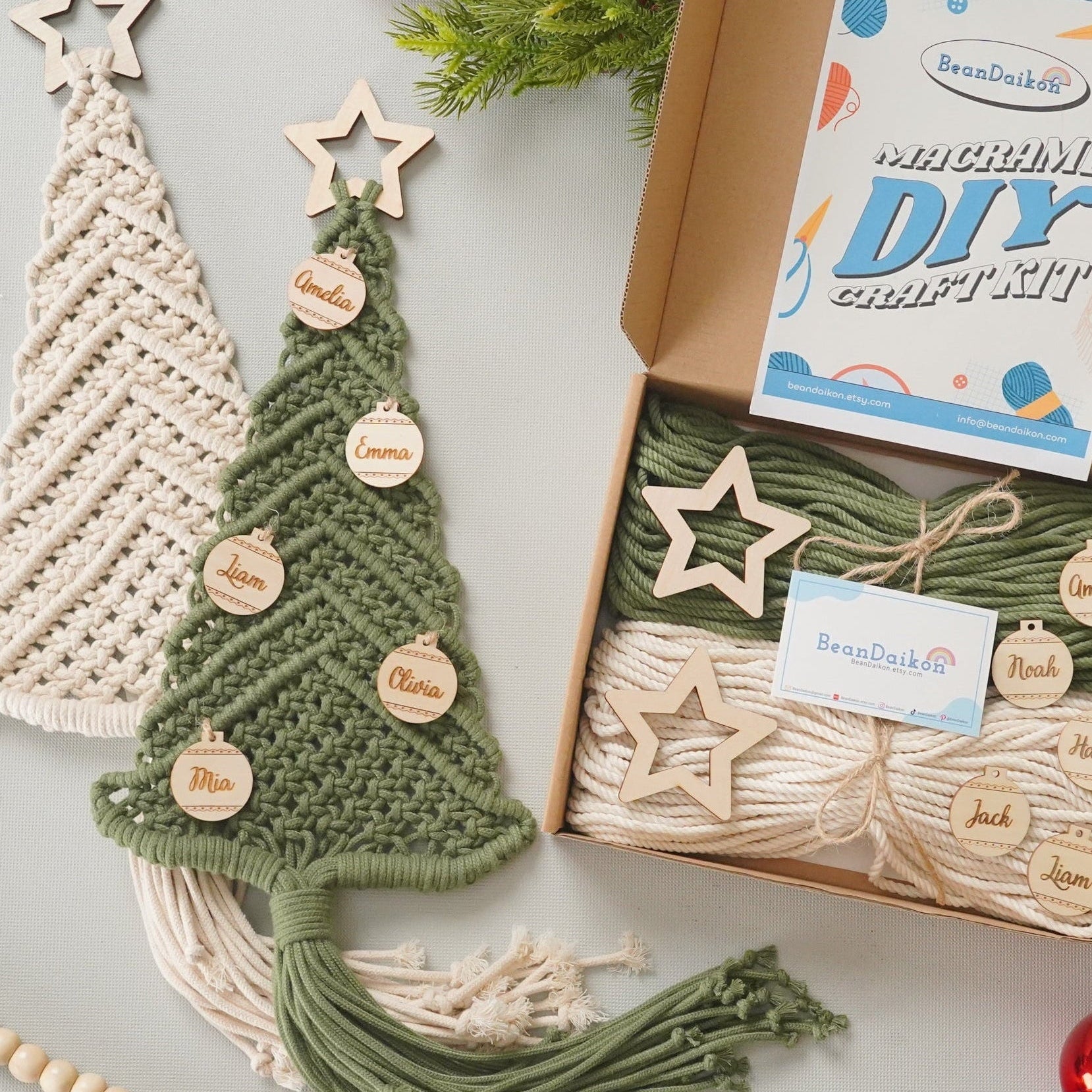 Personalized Macrame Christmas Tree DIY Kit – Cotton Wall Hanging K52