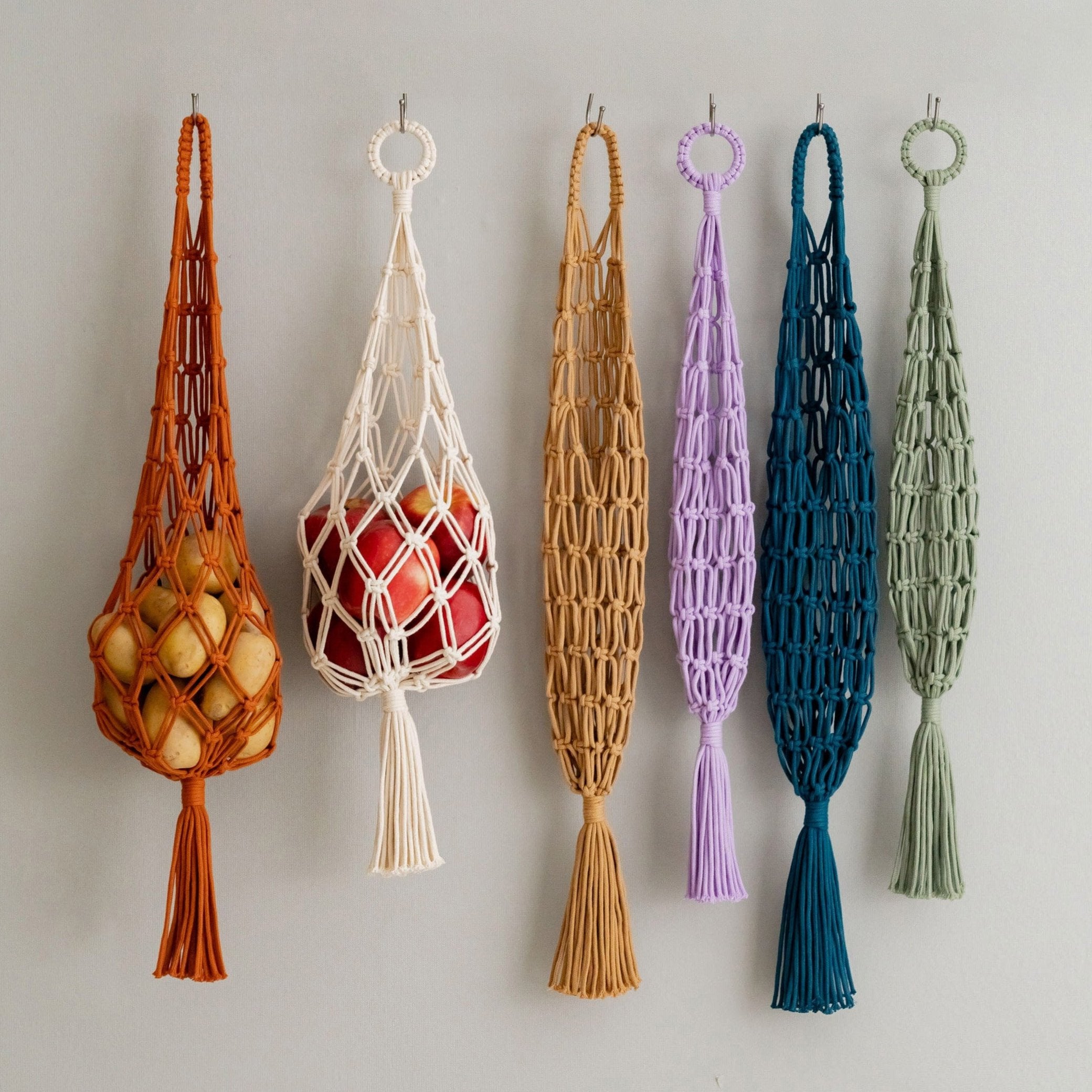 Macrame Vegetable Hanging Basket – Kitchen Produce Holder I17