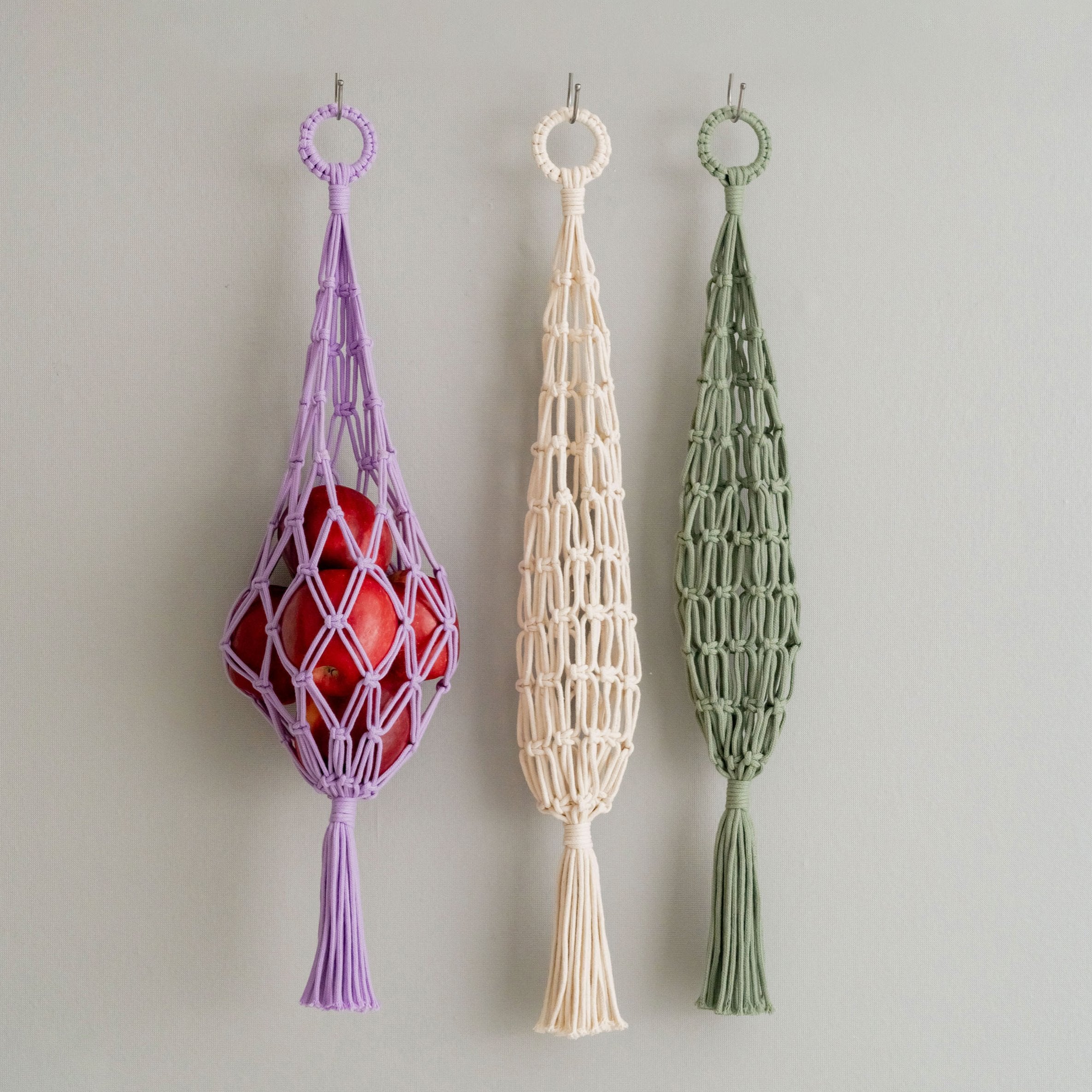 Macrame Vegetable Hanging Basket – Kitchen Produce Holder I17