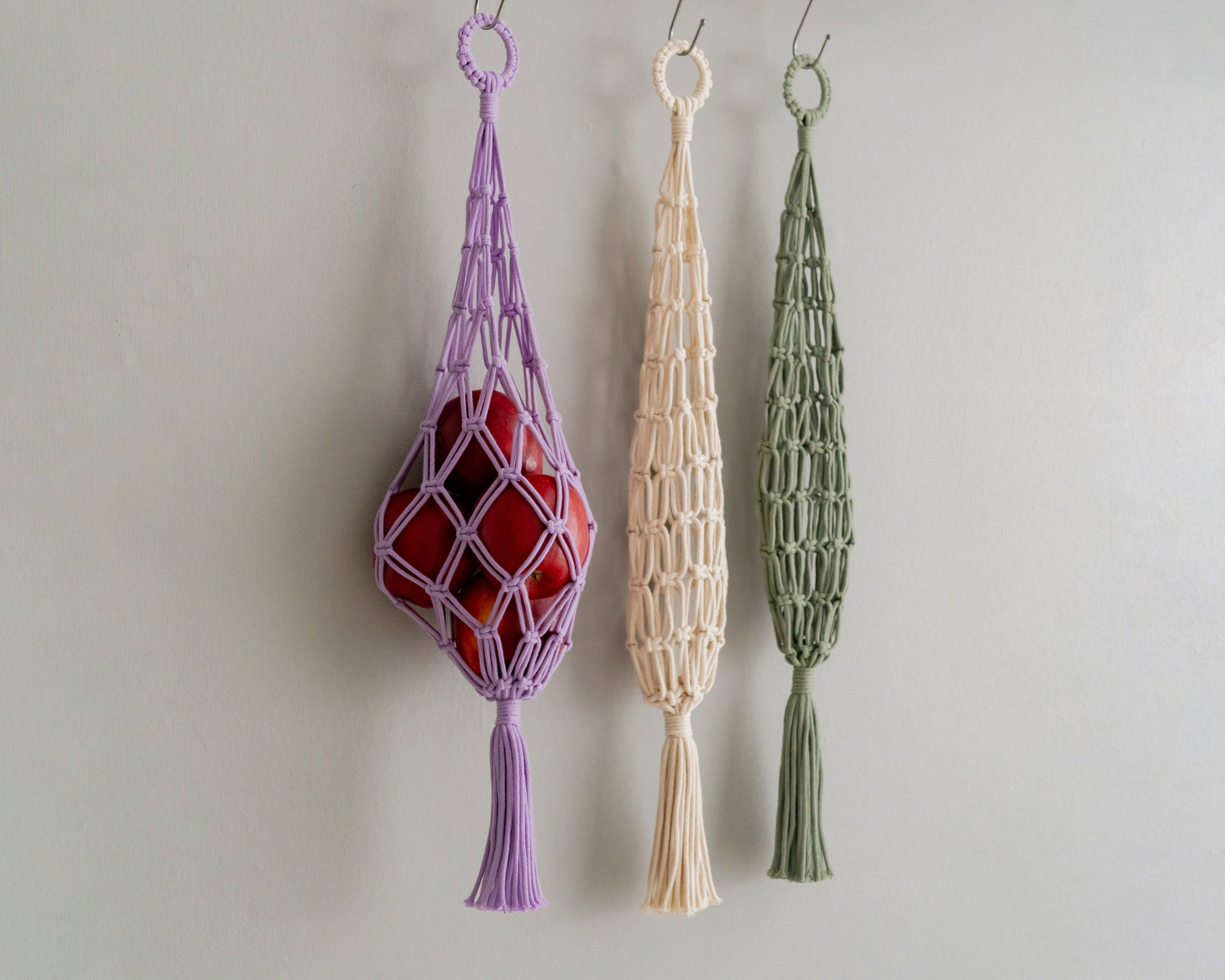Macrame Vegetable Hanging Basket – Kitchen Produce Holder I17