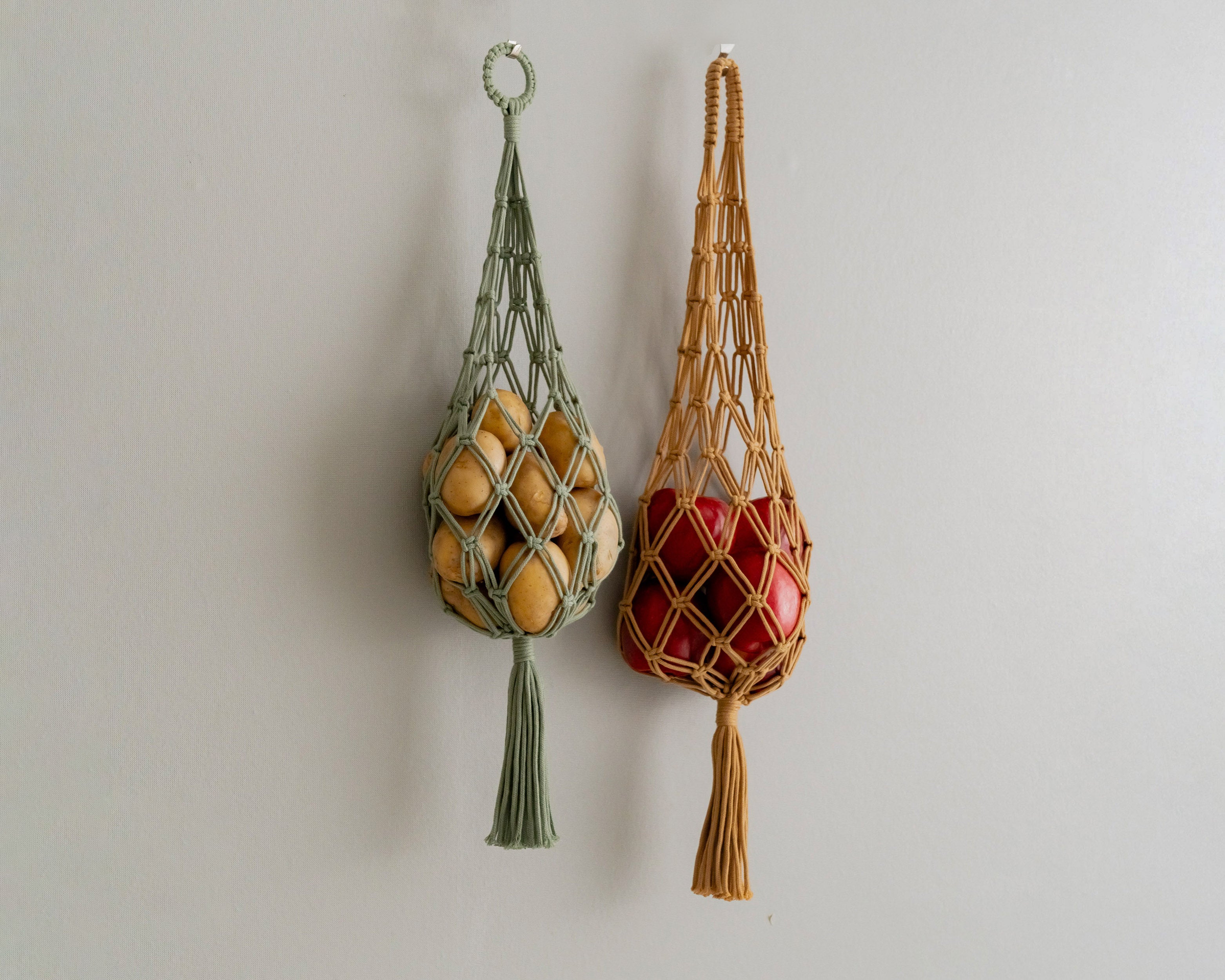 Macrame Vegetable Hanging Basket – Kitchen Produce Holder I17