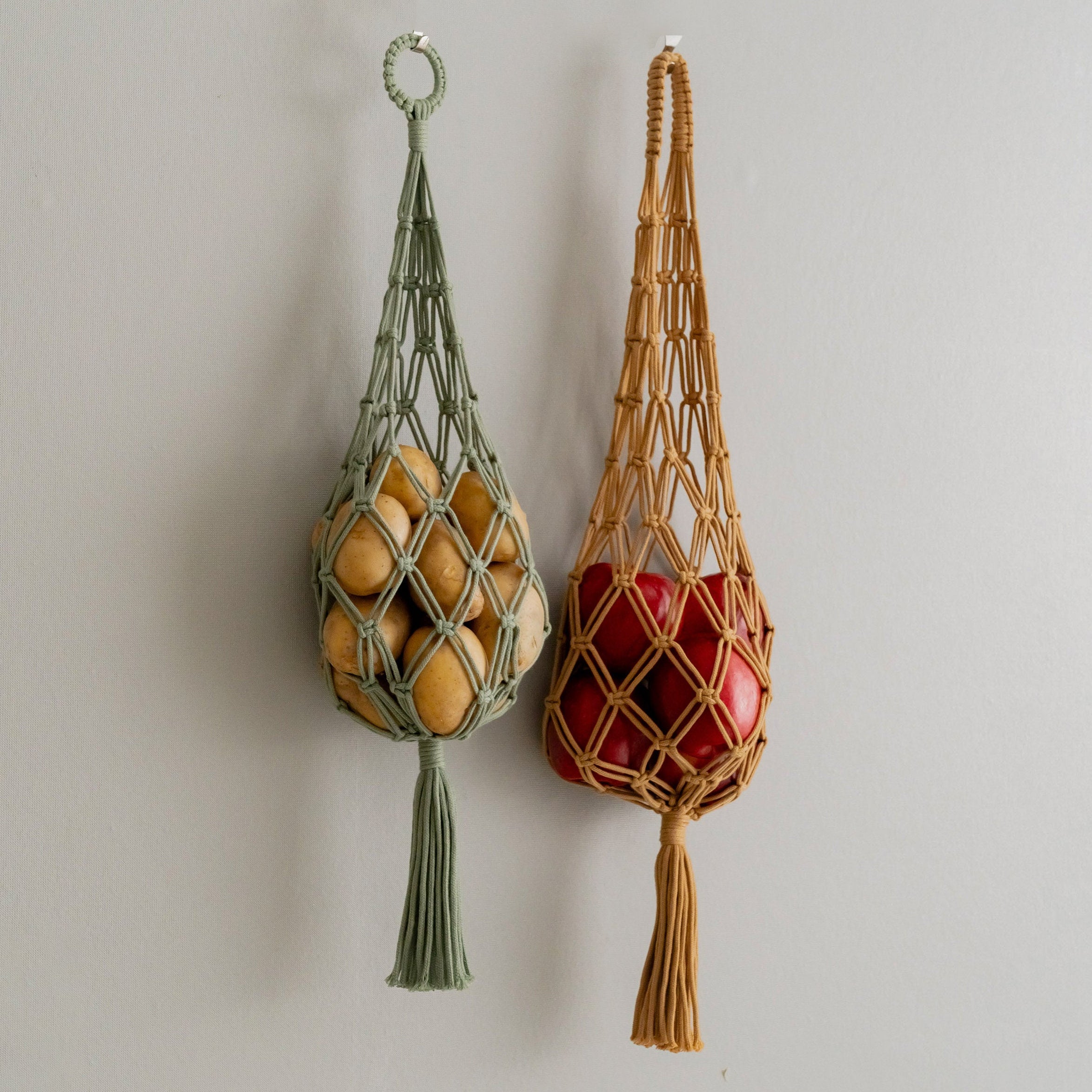 Macrame Vegetable Hanging Basket – Kitchen Produce Holder I17