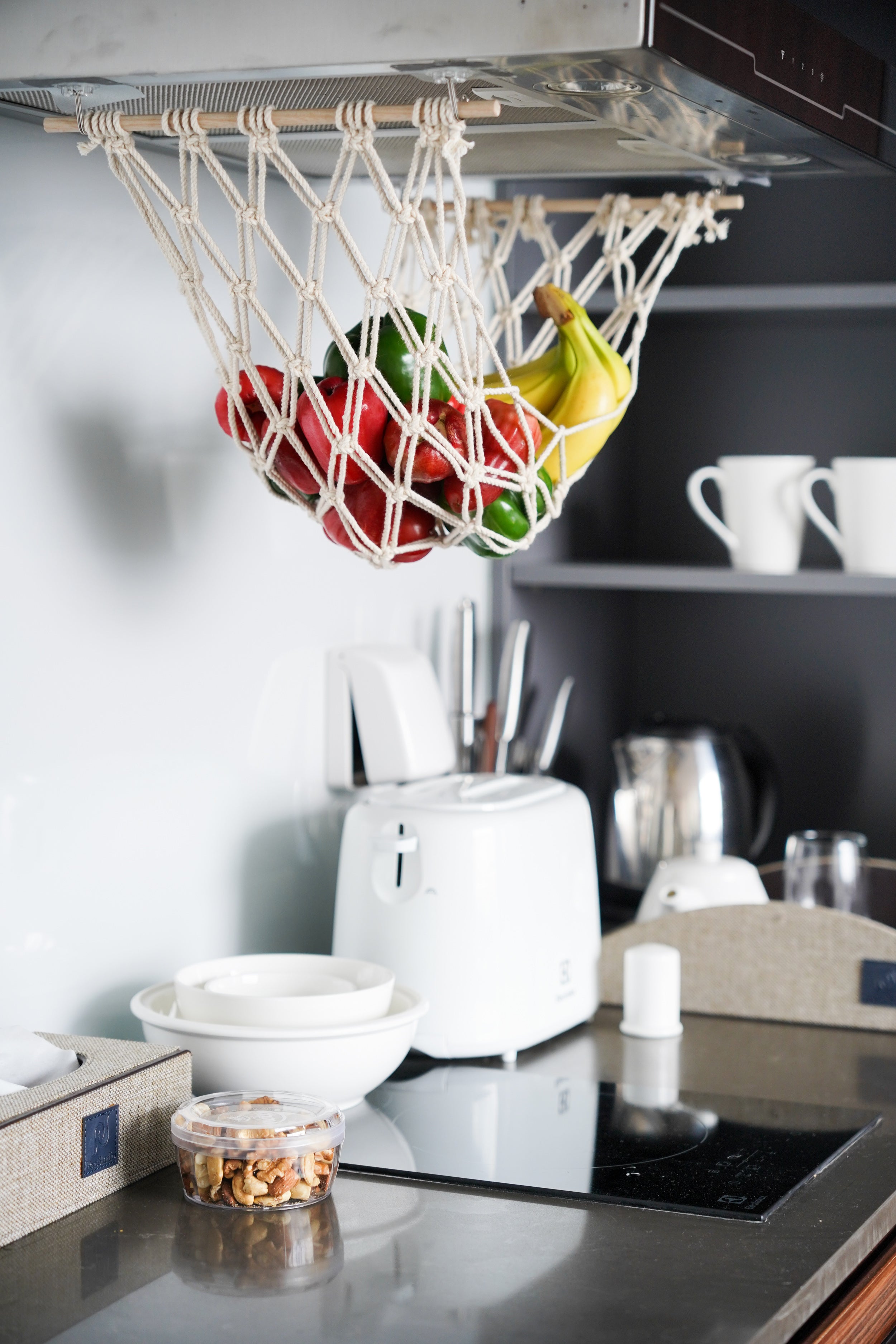 Macrame Fruit Hammock Holder macrame cord for hanging fruit storage H06