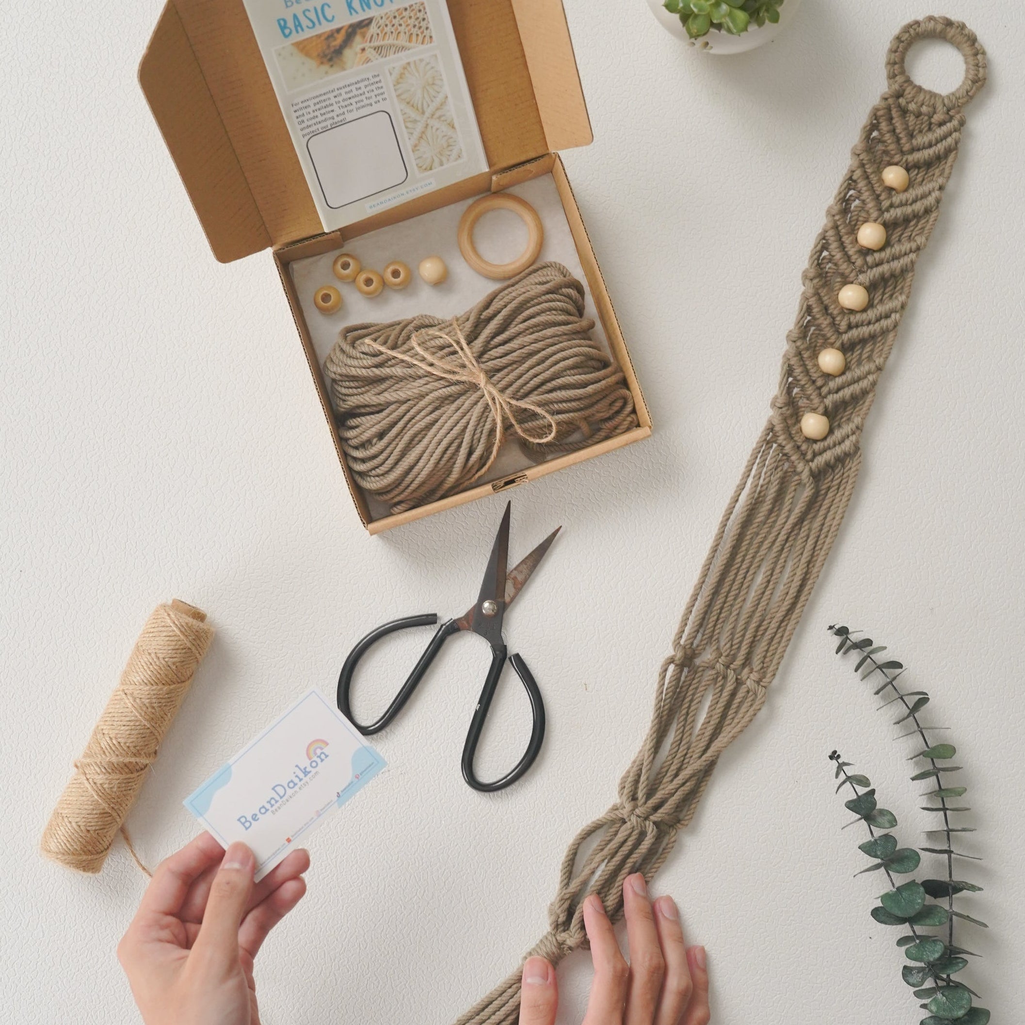 Macrame Plant Hanger DIY Kit macrame cord for Boho Wall Decor K34