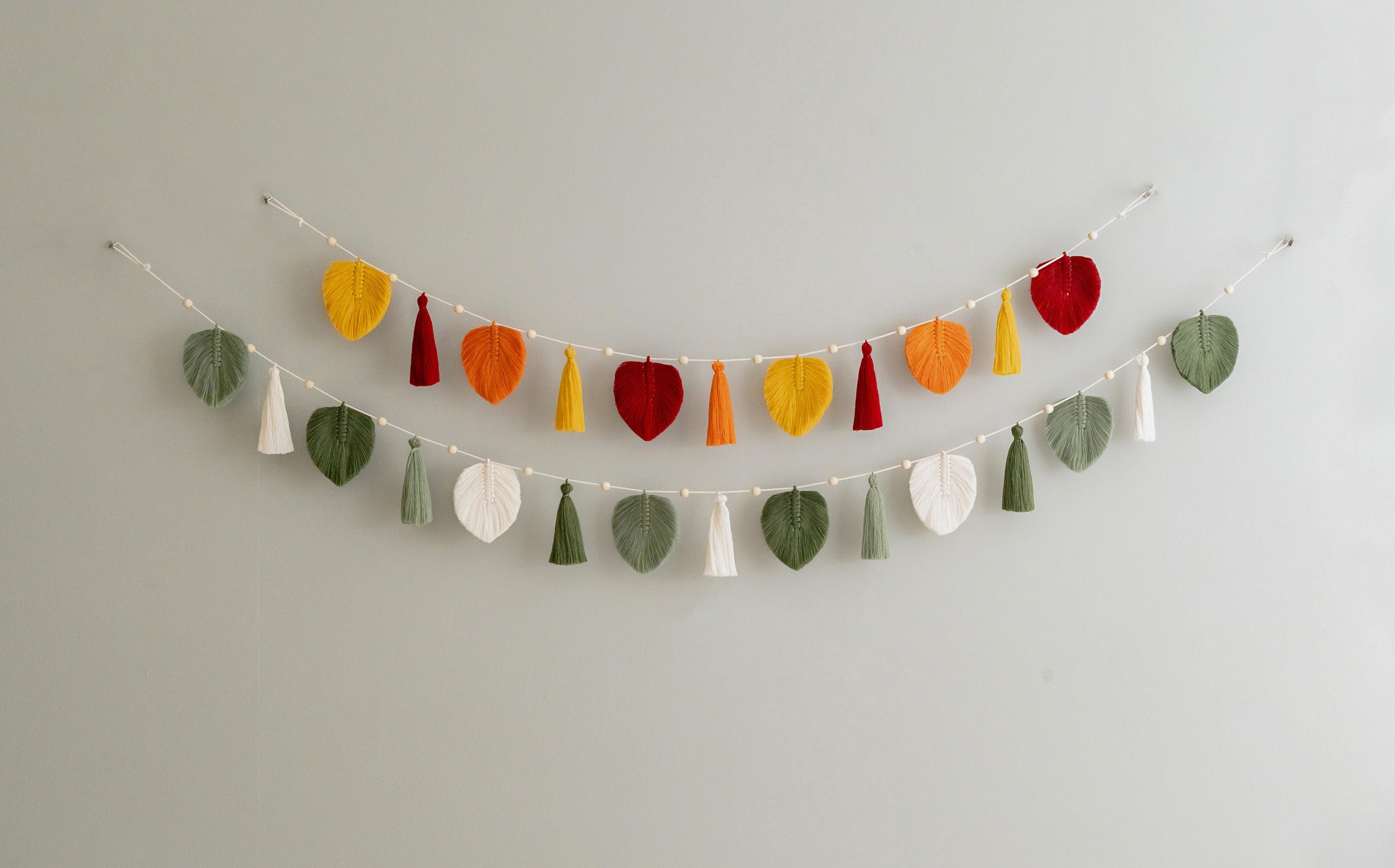Macrame Leaf Garland – Boho Tassel Cotton Wall Decor L38
