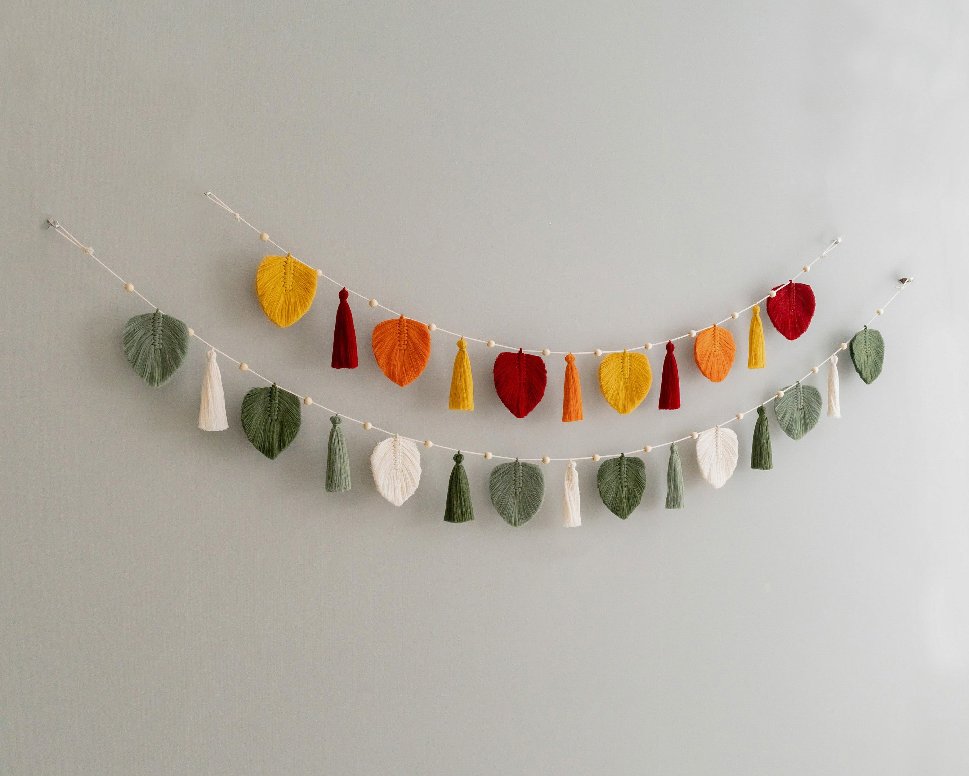 Macrame Leaf Garland – Boho Tassel Cotton Wall Decor L38