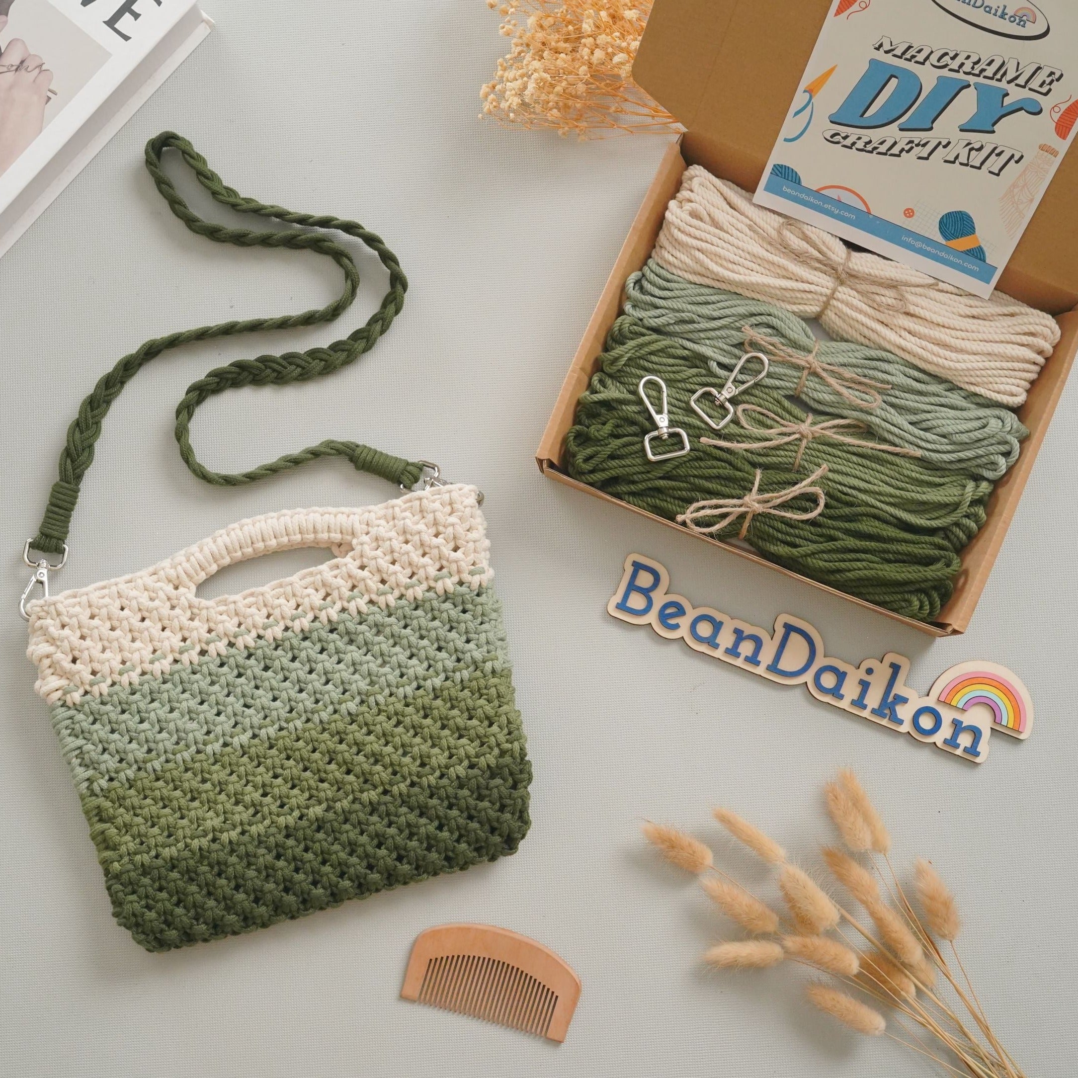 DIY Macrame Crossbody Bag Kit – Handmade Boho Bag Project K10