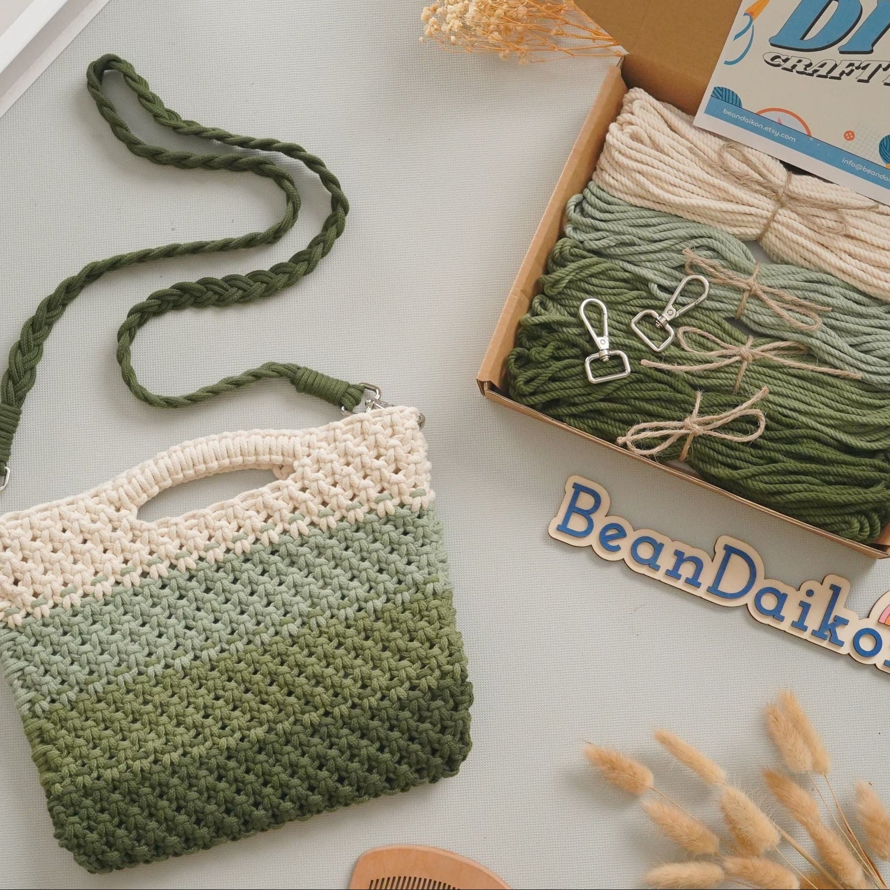 DIY Macrame Crossbody Bag Kit – Handmade Boho Bag Project K10