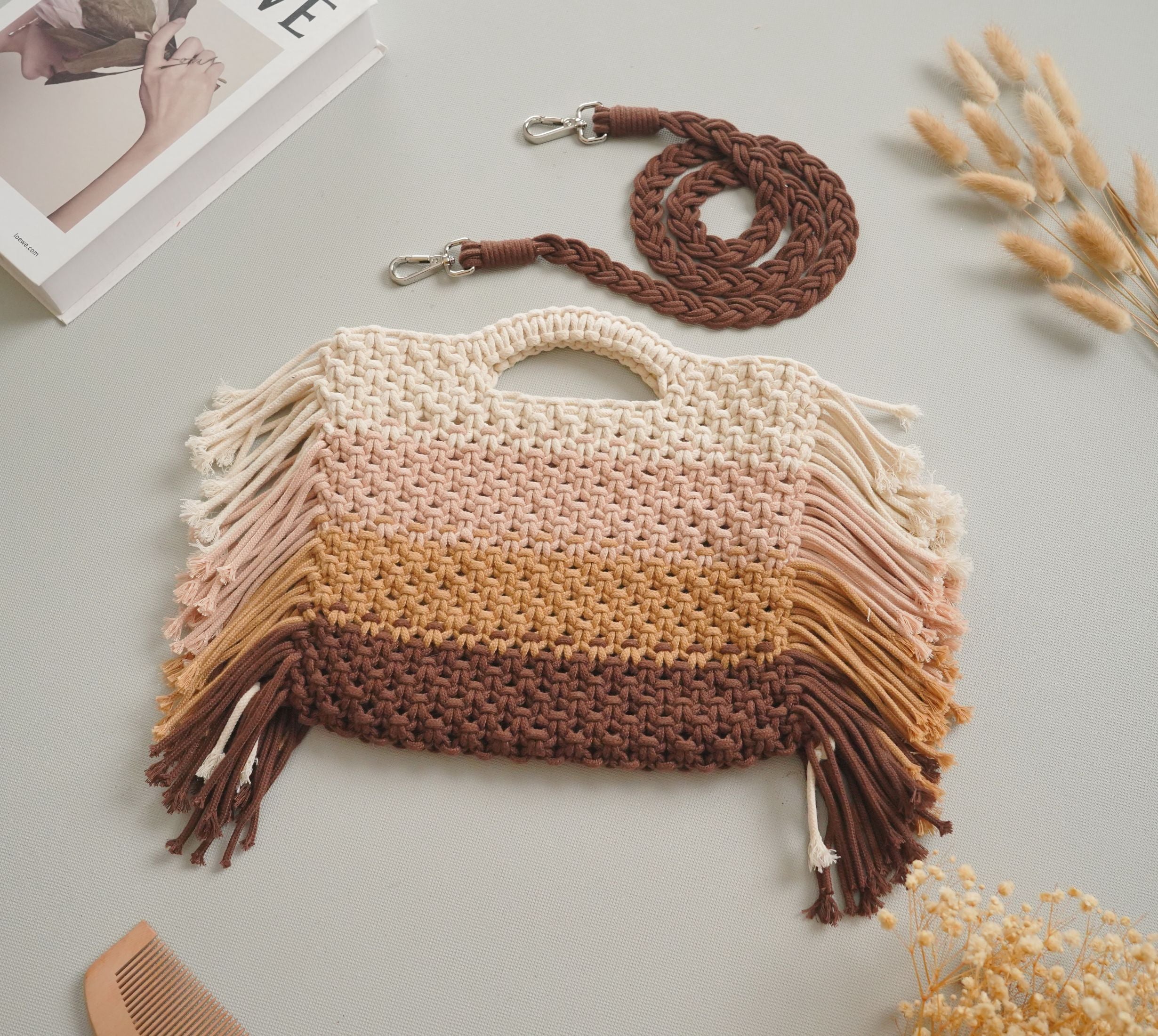DIY Macrame Crossbody Bag Kit – Handmade Boho Bag Project K10