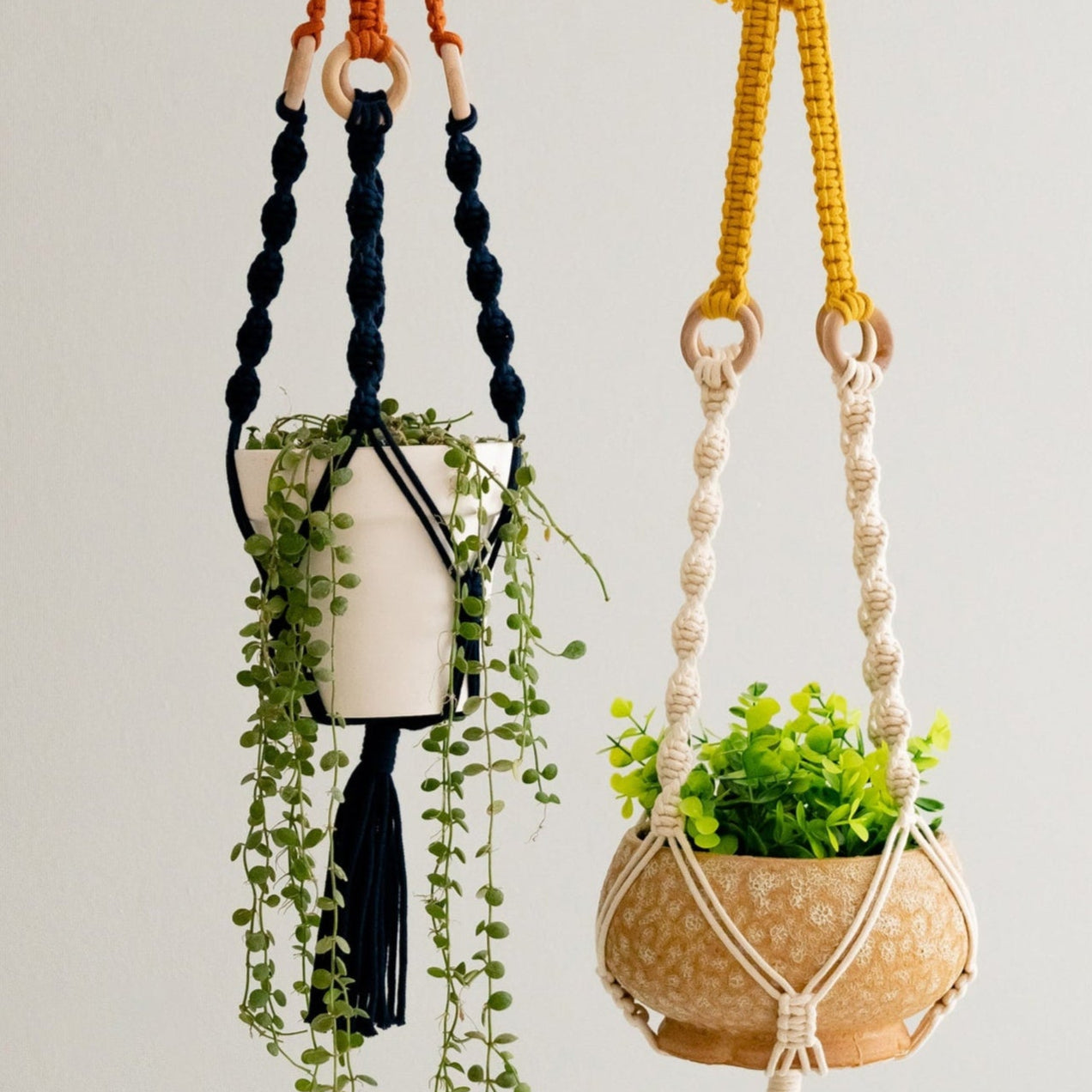Macrame Plant Hanger with Tassel – Cotton Twist Knot Wall Decor I69