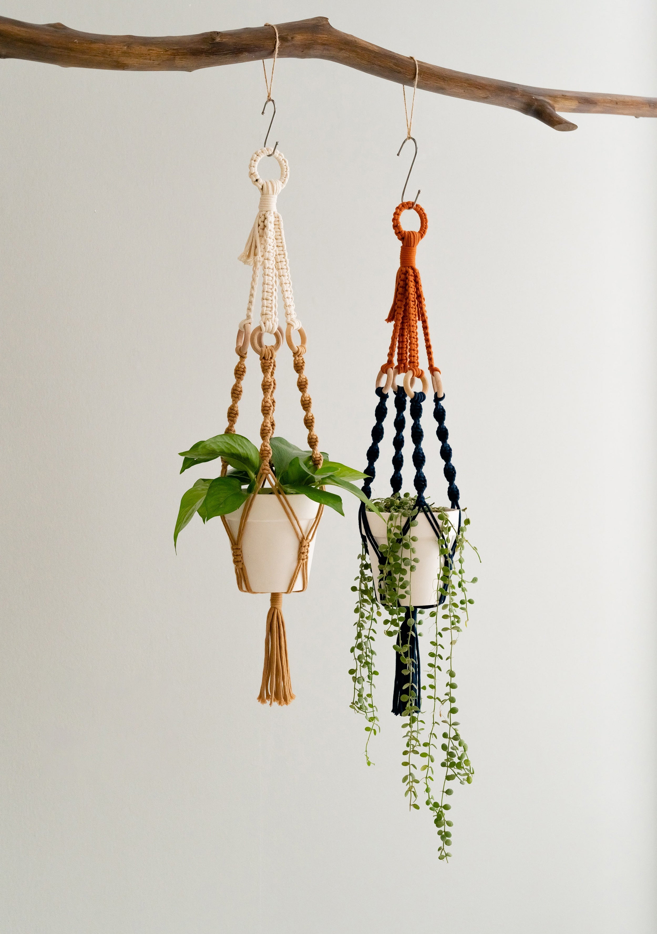 Macrame Plant Hanger with Tassel – Cotton Twist Knot Wall Decor I69