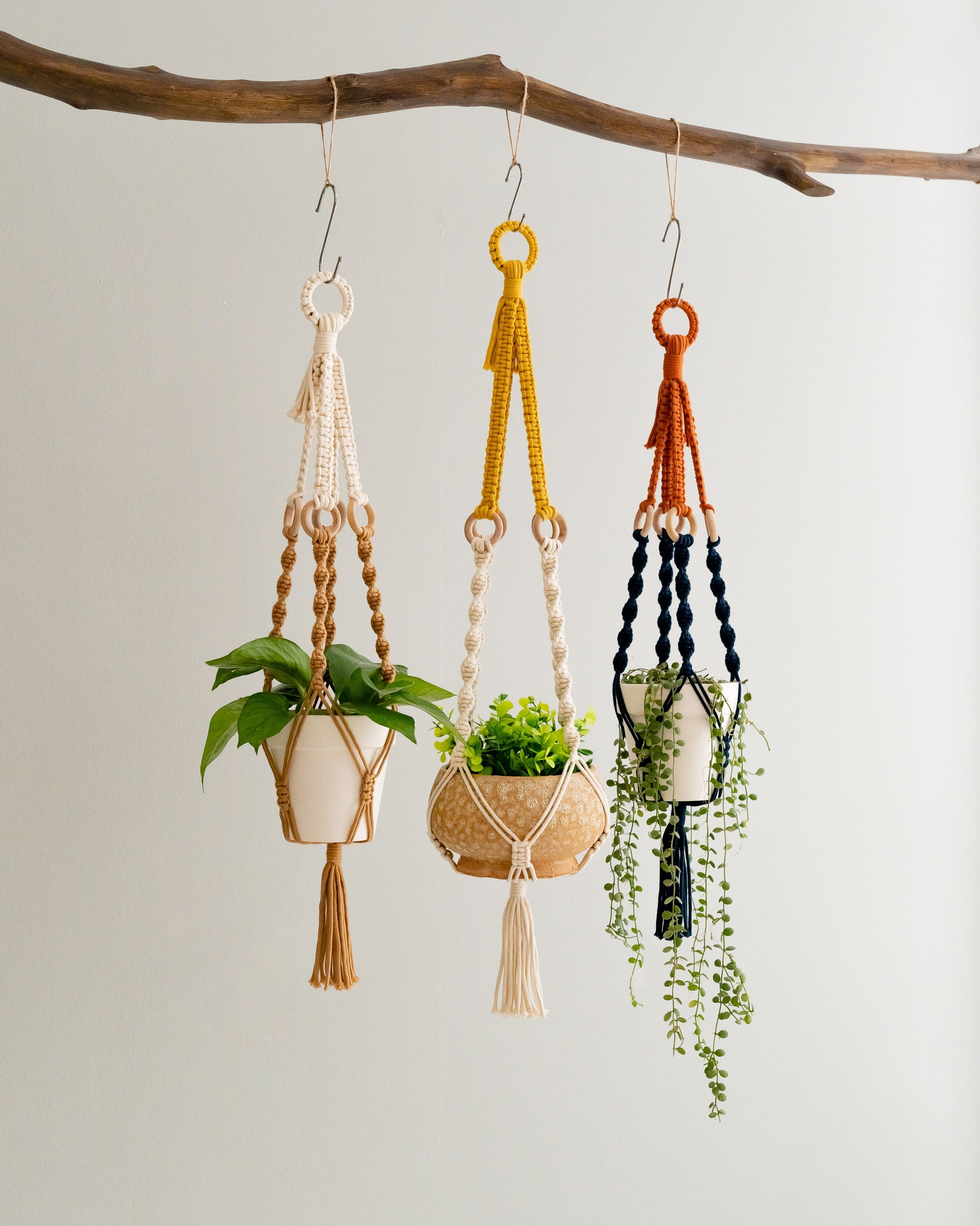 Macrame Plant Hanger with Tassel – Cotton Twist Knot Wall Decor I69