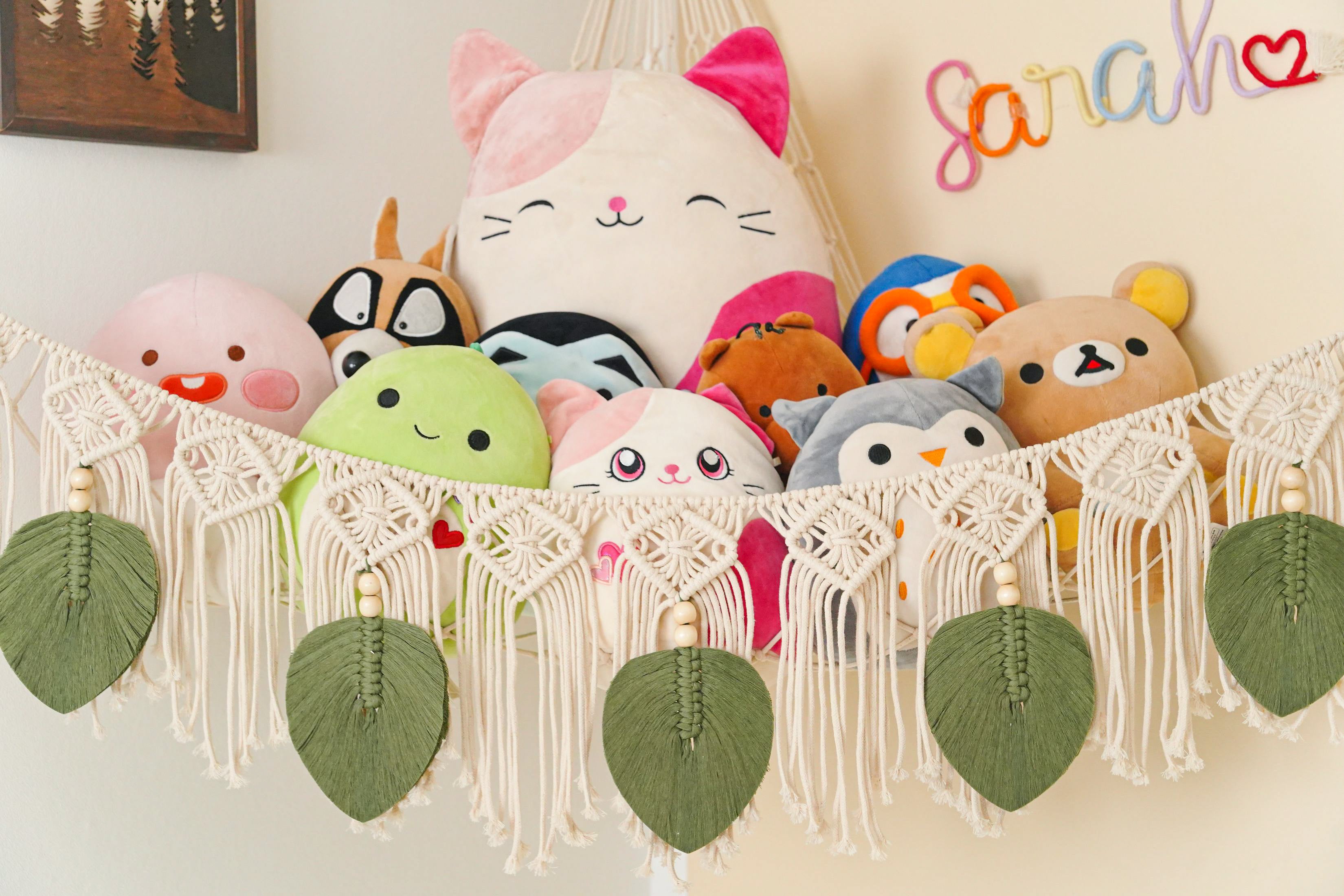 Macrame Toy Storage Kids Toy Wall Storage and Boho Nursery Style I24