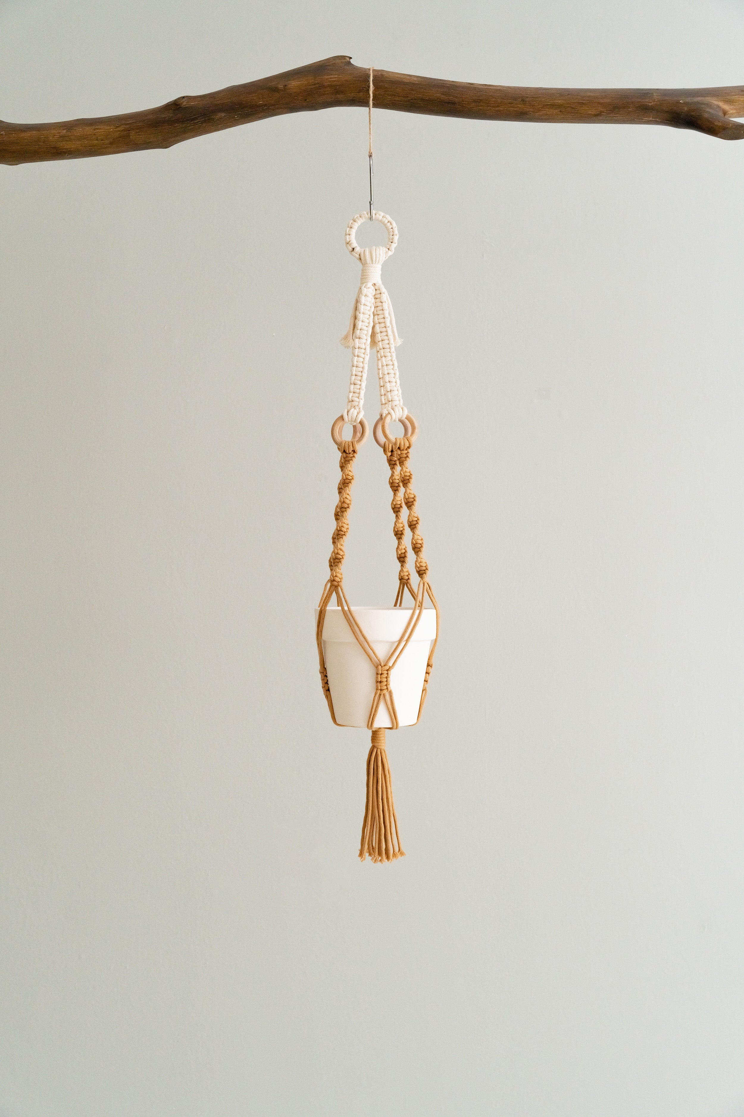 Macrame Plant Hanger with Tassel – Cotton Twist Knot Wall Decor I69