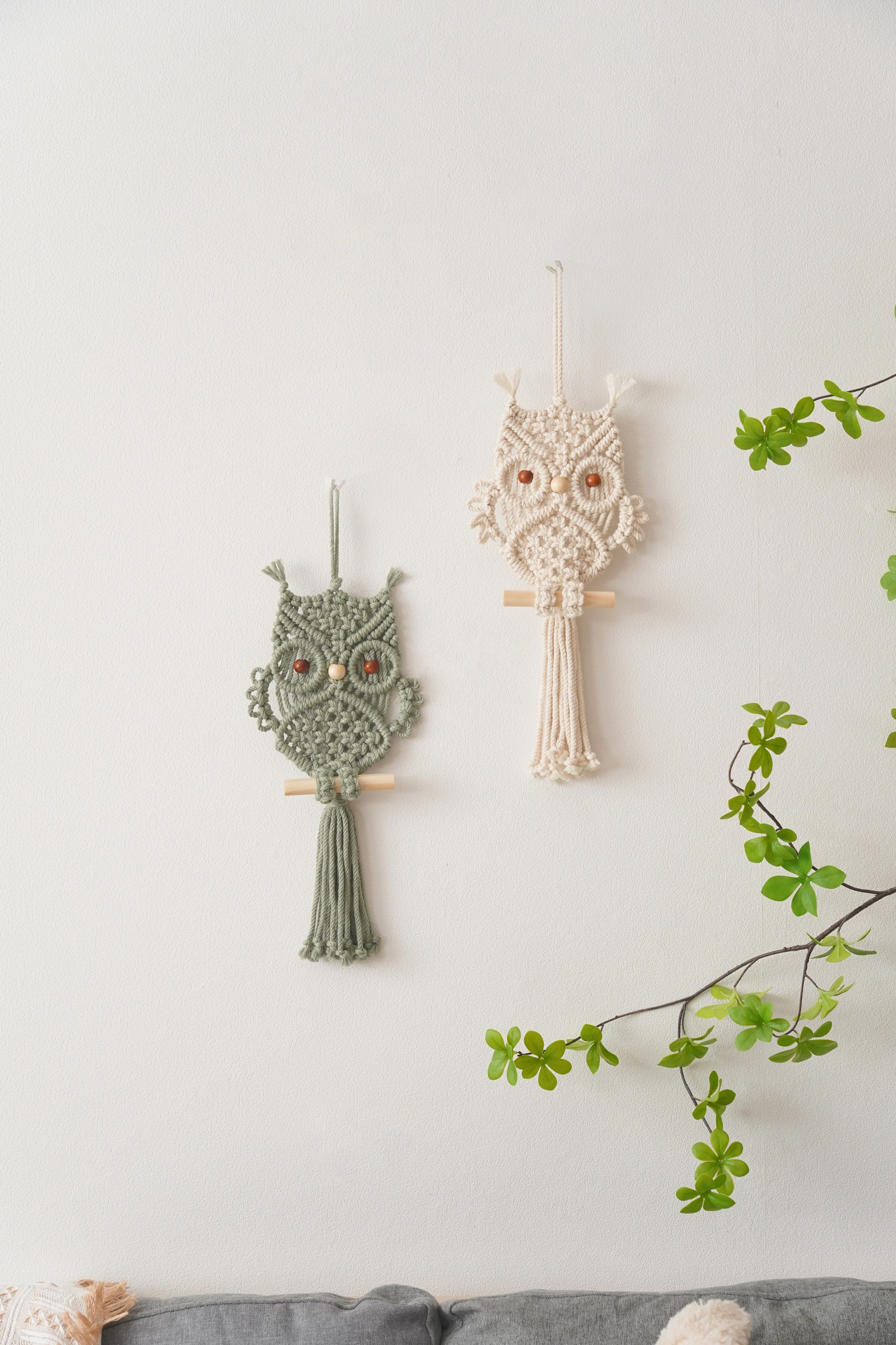 Boho Owl Wall Decor – Macrame Owl Hanging for Rustic Home Style W73