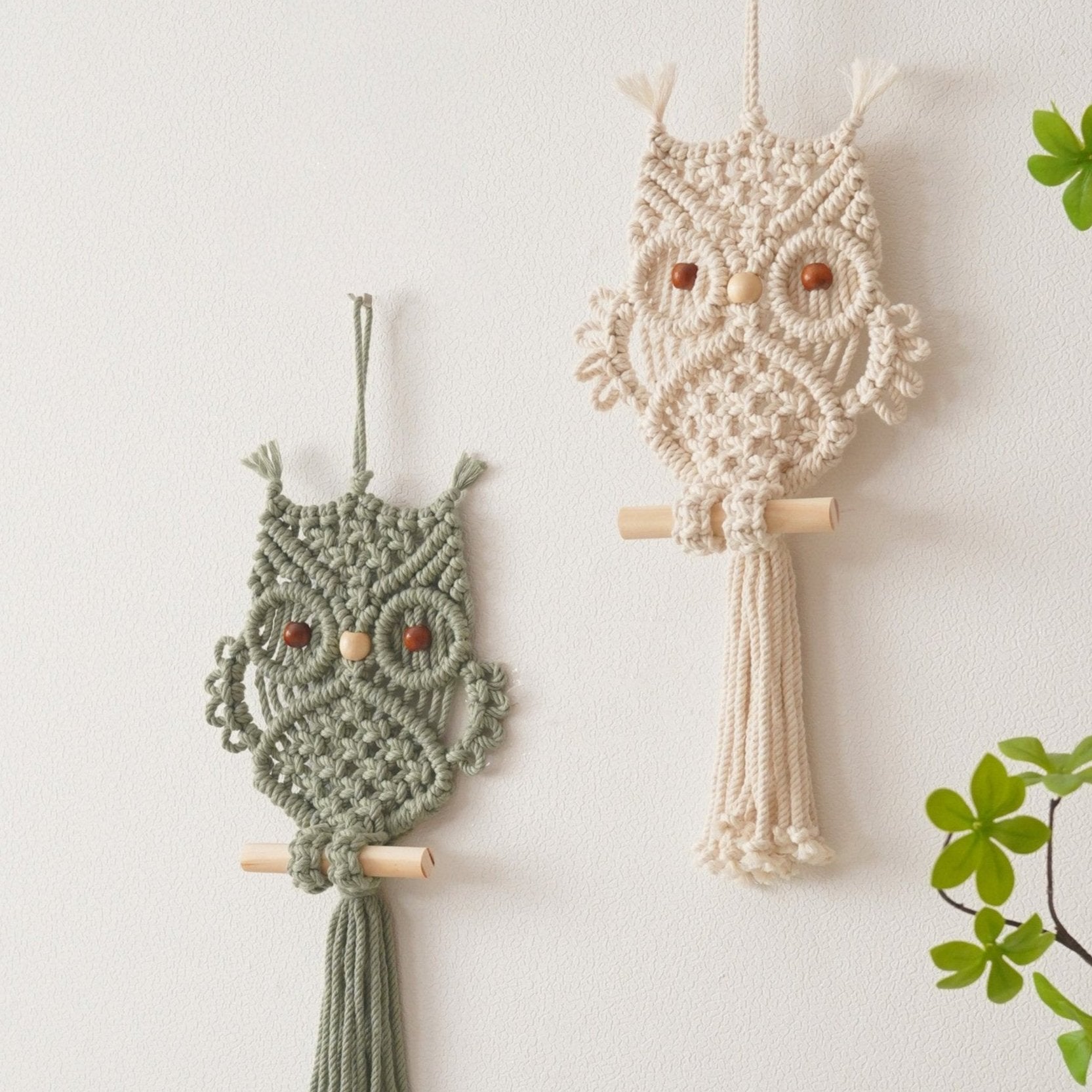 Boho Owl Wall Decor – Macrame Owl Hanging for Rustic Home Style W73