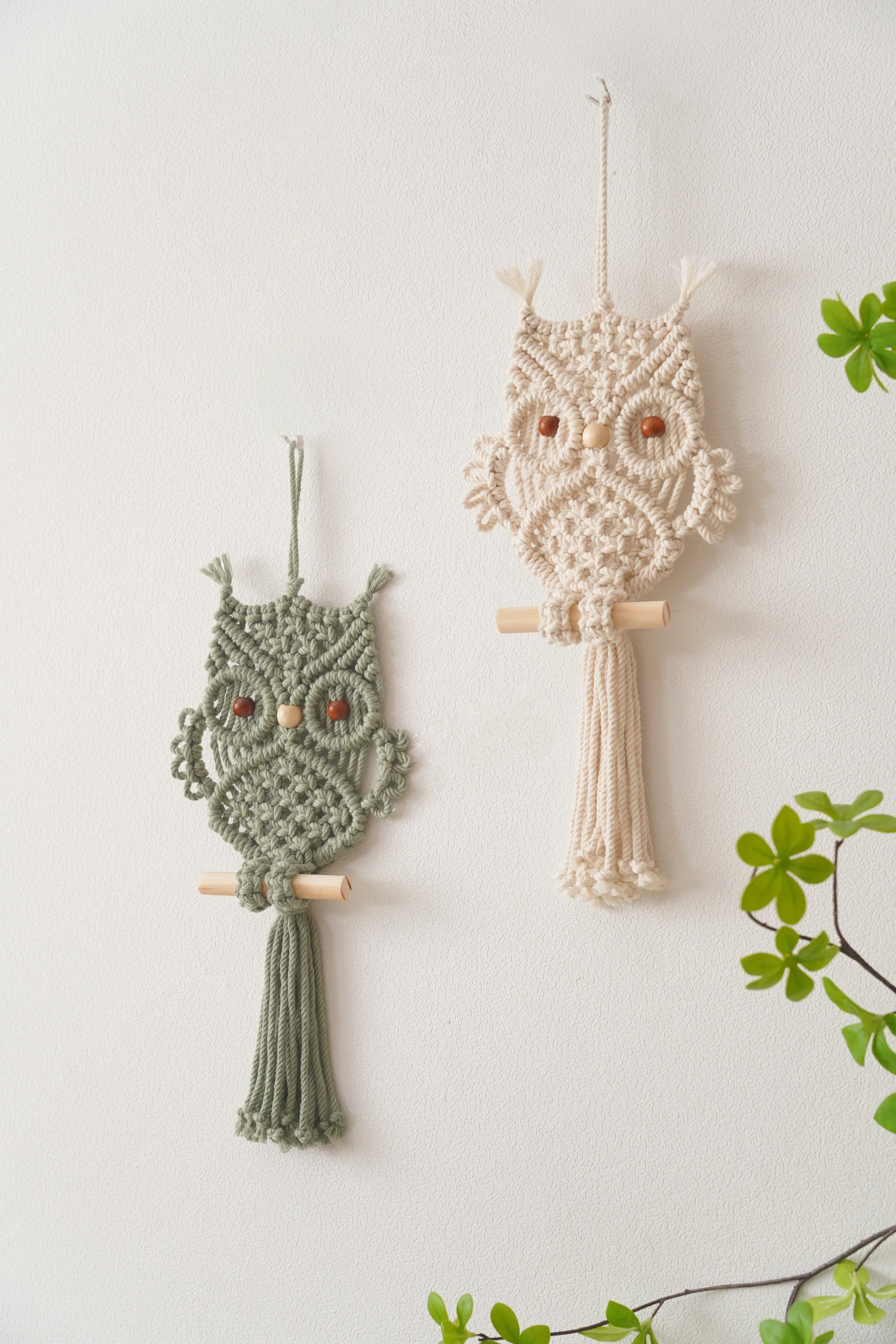 Boho Owl Wall Decor – Macrame Owl Hanging for Rustic Home Style W73