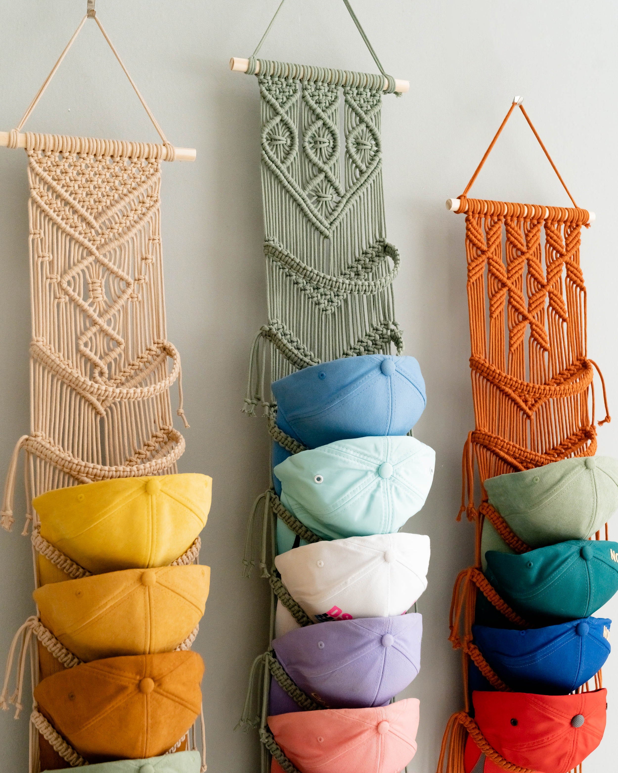 Macrame Cap Hanger macrame for Hat Wall Organizer and Boho Decor H78
