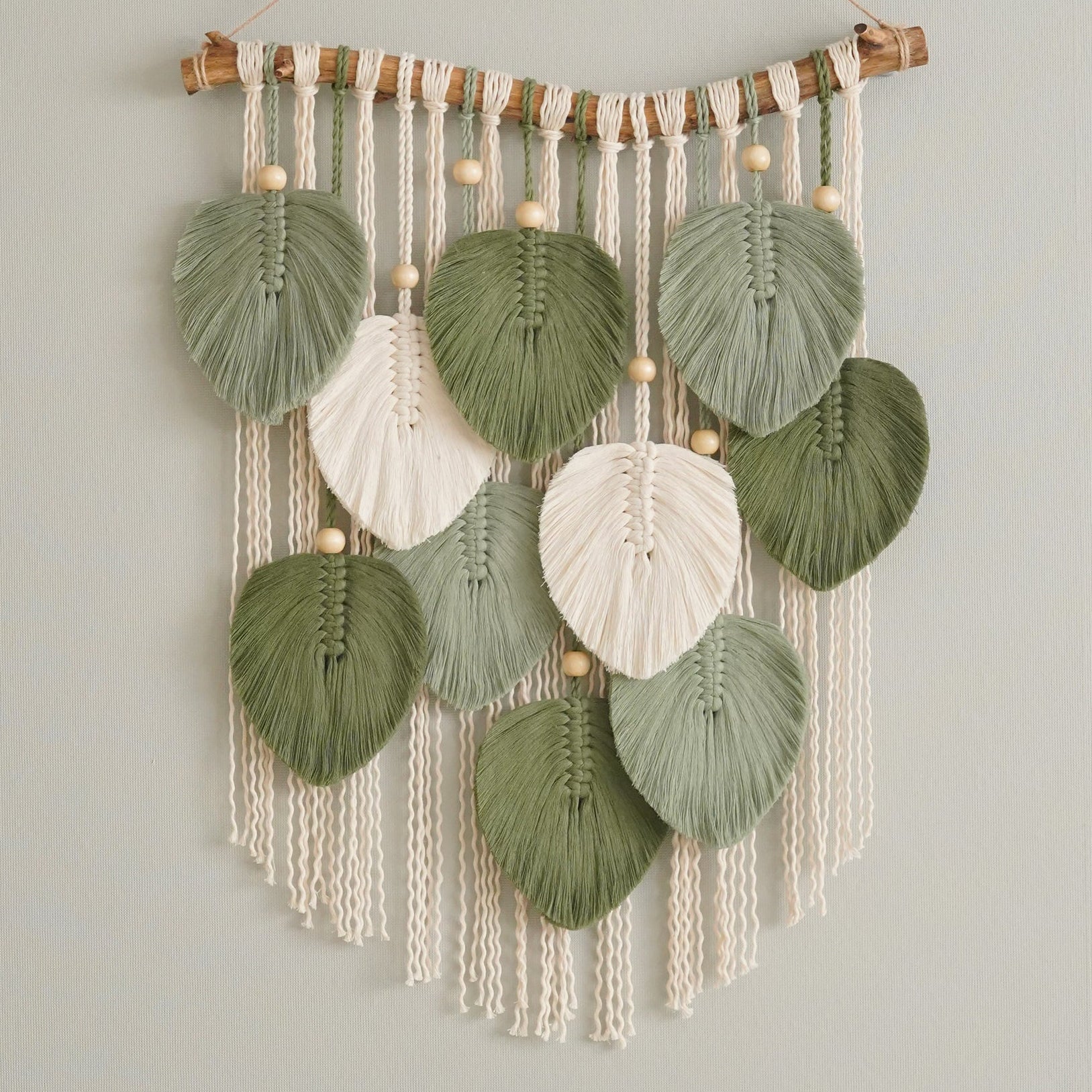 Boho Macrame Leaf Wall Hanging – Cotton Rope Rustic Wall Decor L33