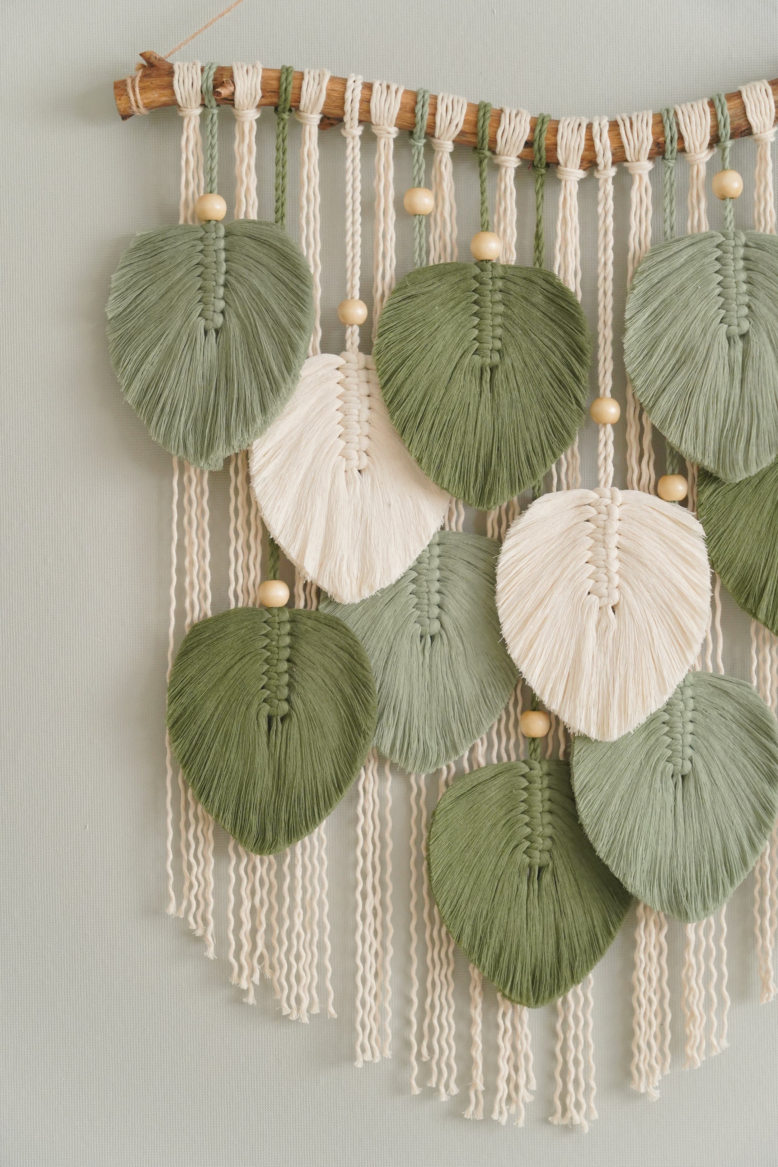 Boho Macrame Leaf Wall Hanging – Cotton Rope Rustic Wall Decor L33