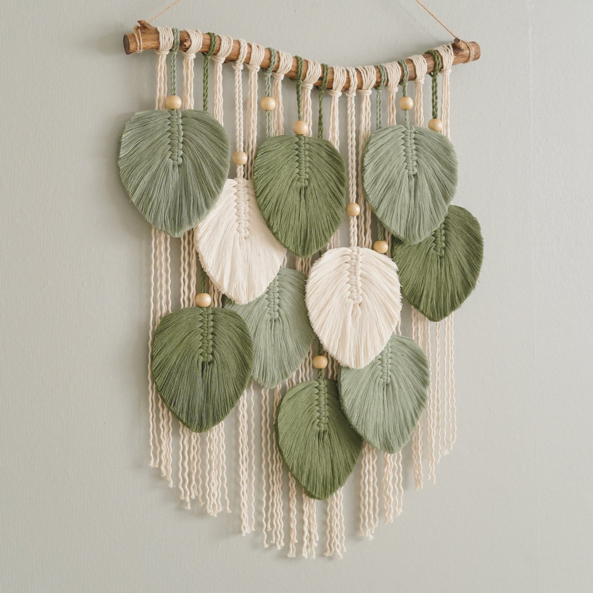 Boho Macrame Leaf Wall Hanging – Cotton Rope Rustic Wall Decor L33