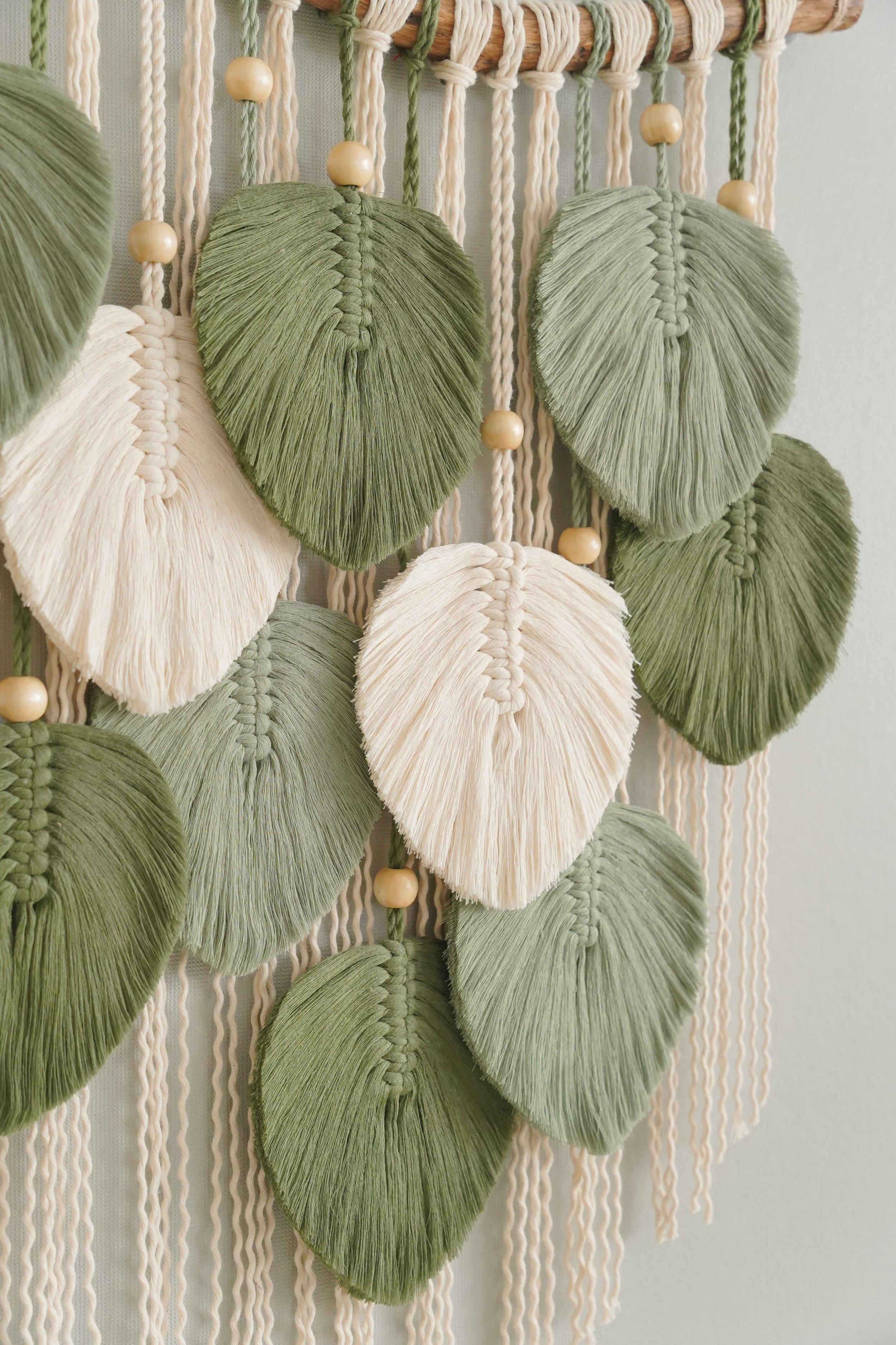 Boho Macrame Leaf Wall Hanging – Cotton Rope Rustic Wall Decor L33