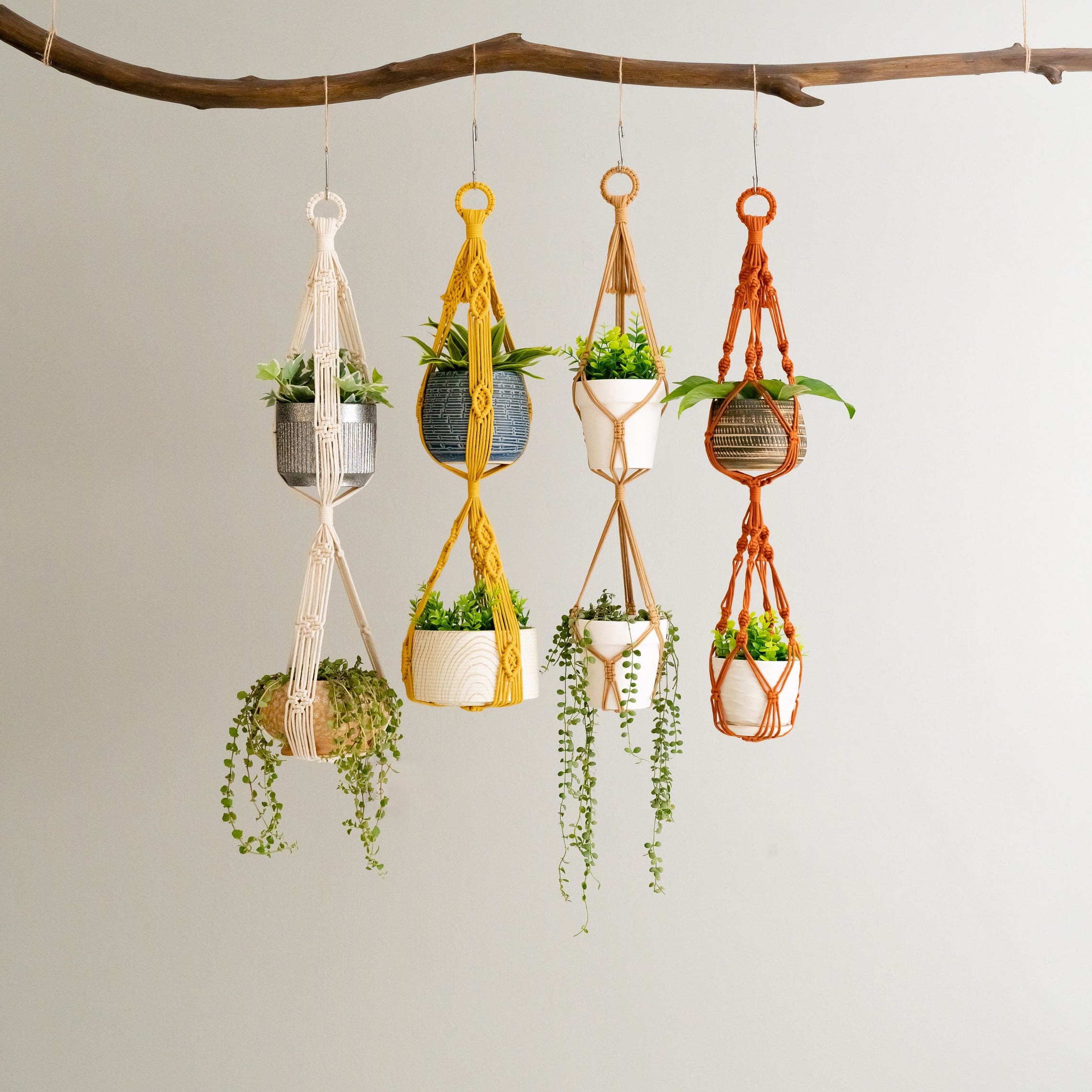 Multi Tier Macrame Plant Hanger Without Tassel - Cotton Rope Decor I73