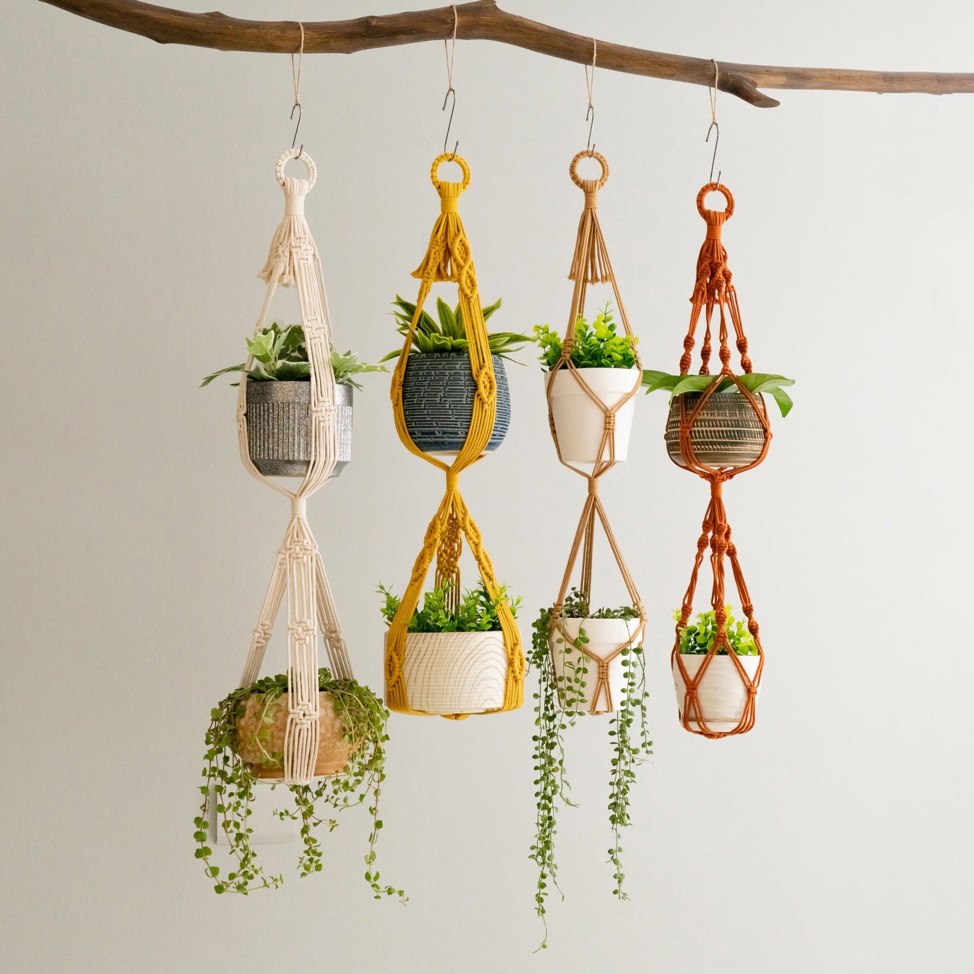 Multi Tier Macrame Plant Hanger Without Tassel - Cotton Rope Decor I73